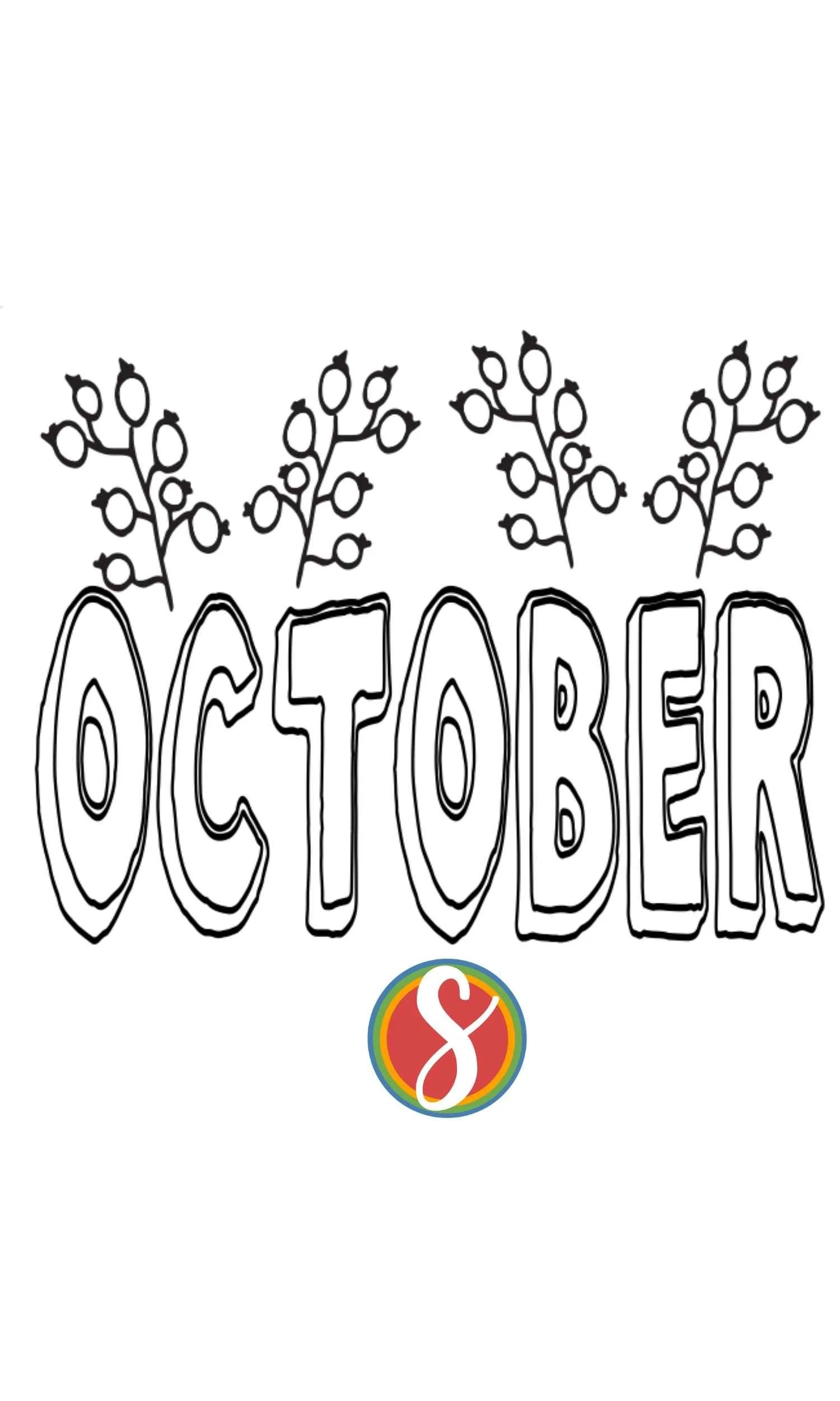 Free October Coloring Pages Stevie - October Cranberries Coloring Page