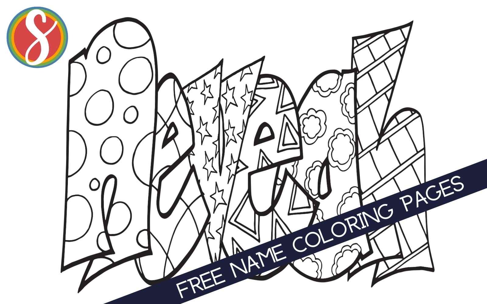 colorable "Neveah" name coloring pages