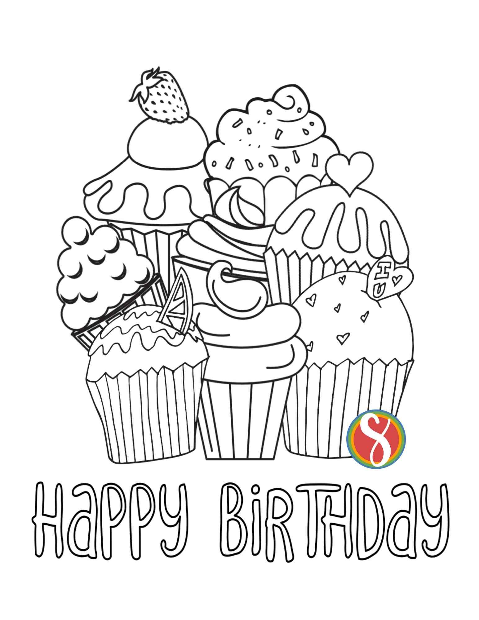 Free Happy Birthday Coloring Pages — Stevie Doodles
