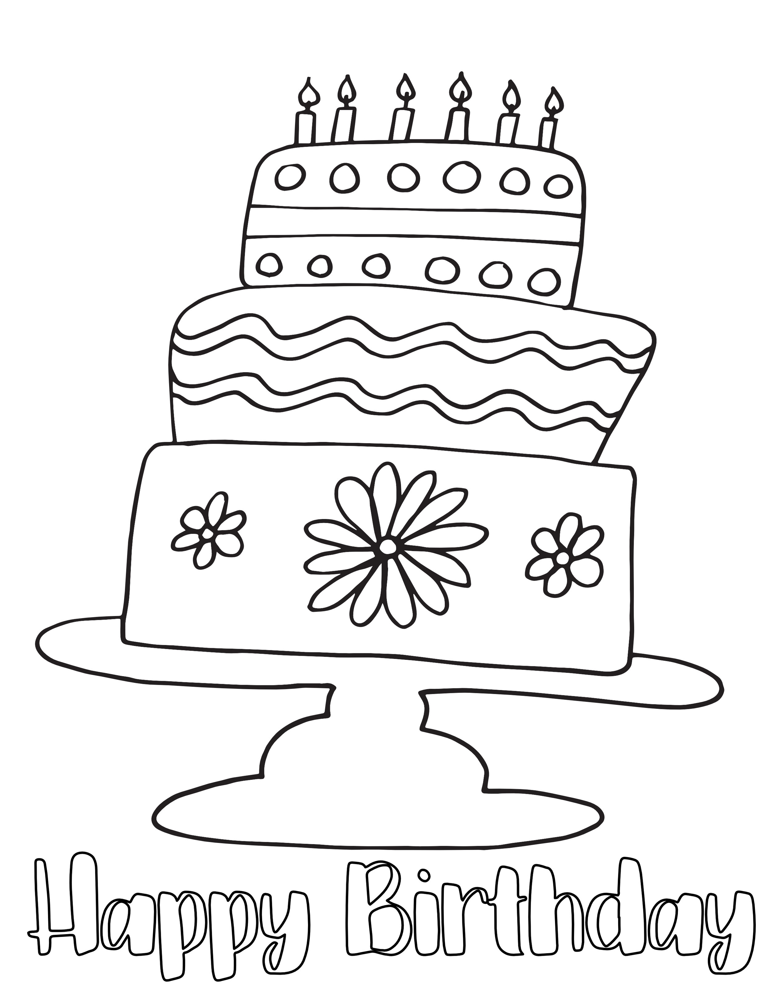HAPPY BIRTHDAY CAKE   Free Coloring Page — Stevie Doodles Free ...