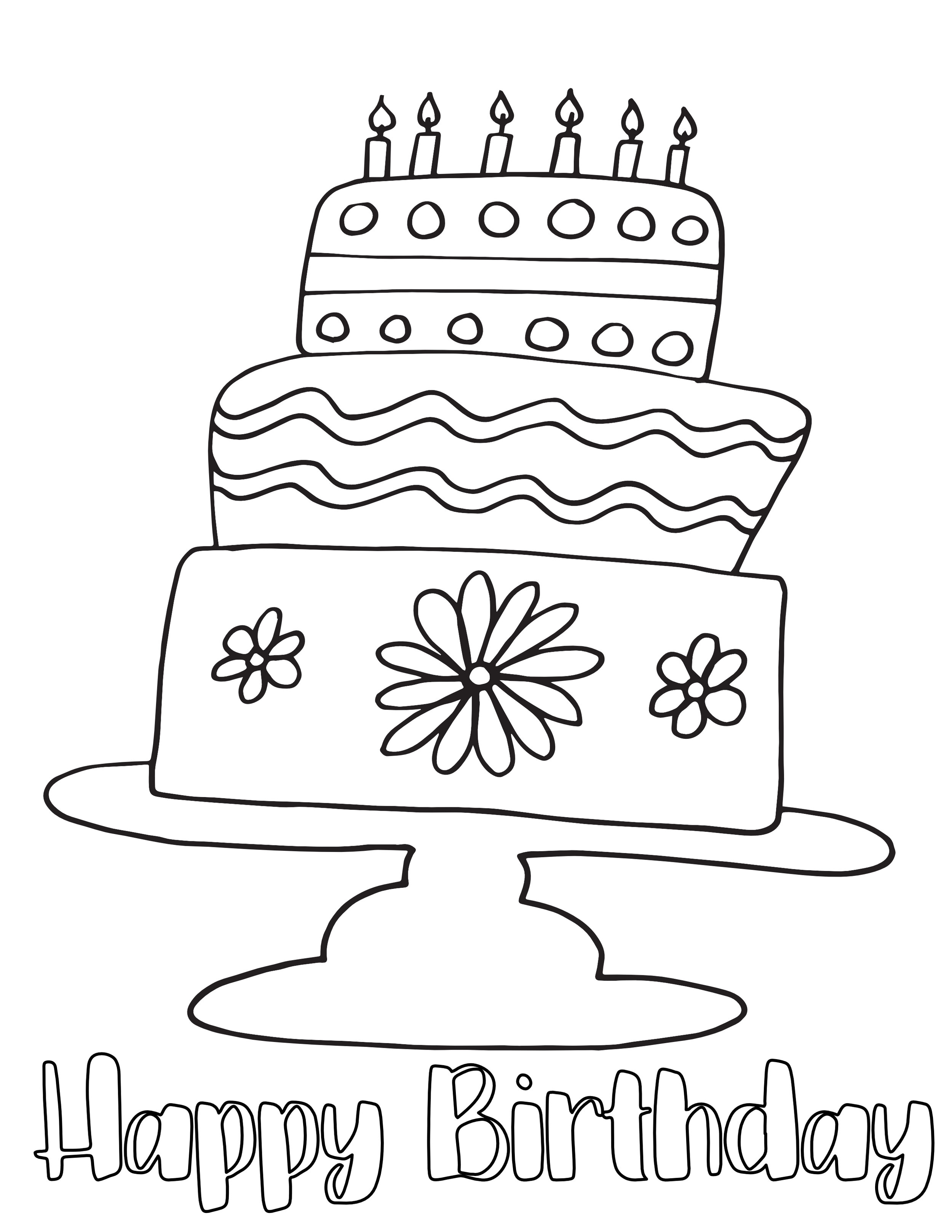 Happy Birthday Color Page Cake