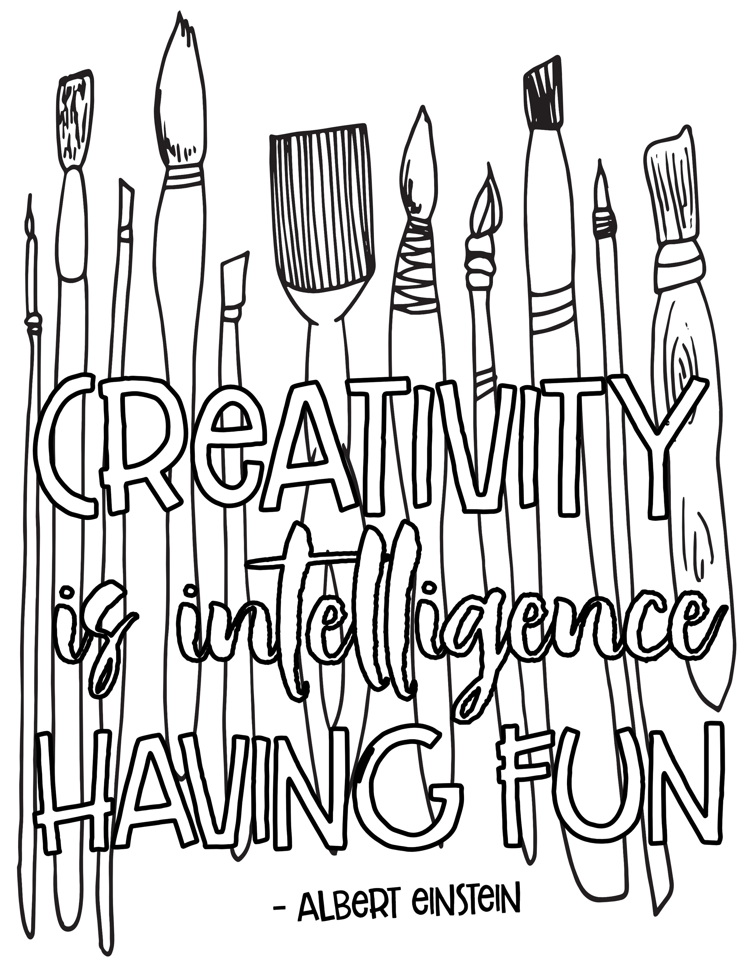 creativity is intelligence having fun coloring page. stevie doodles
