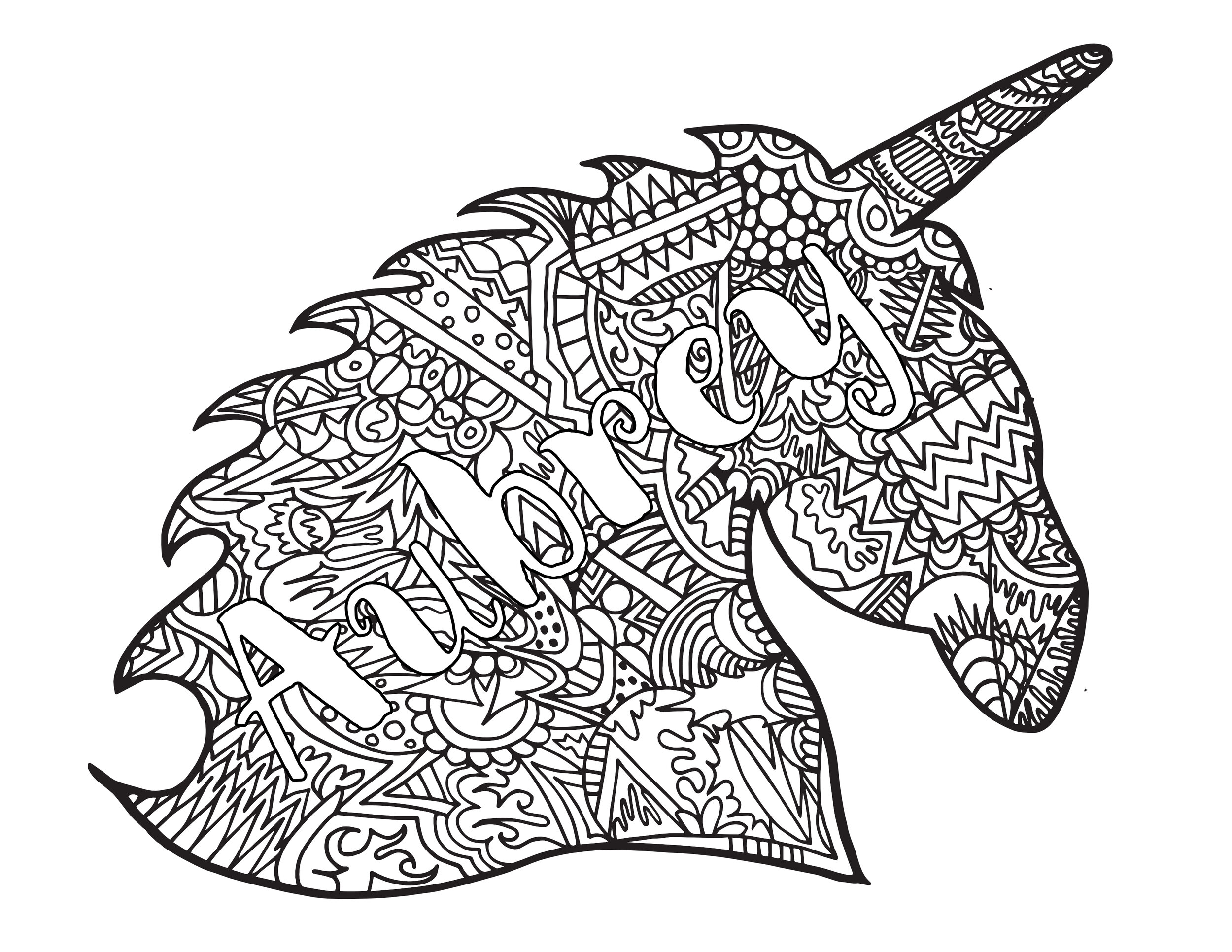 Aubrey Unicorn Zentangle Free Coloring Page Stevie Doodles Free Printable Coloring Pages