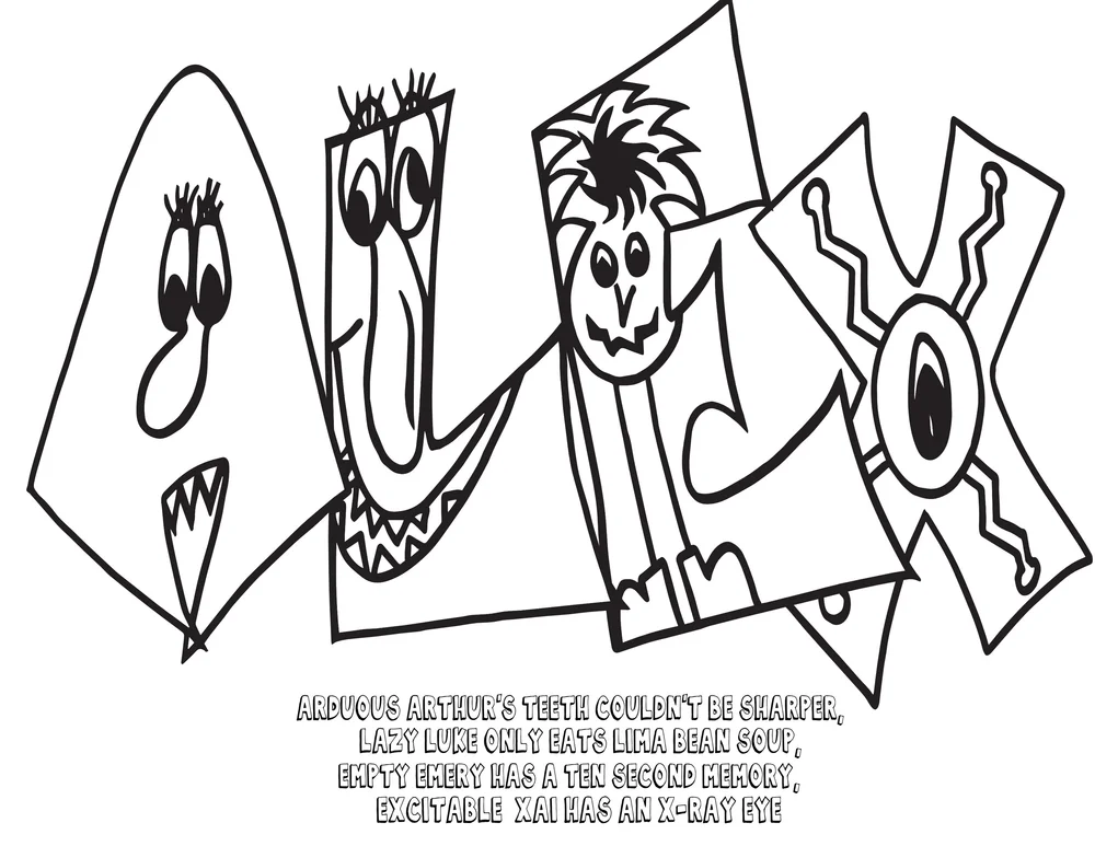 2 ALEX FREE COLORING PAGES- LITTLE MONSTER & CLASSIC DOODLE — Stevie ...
