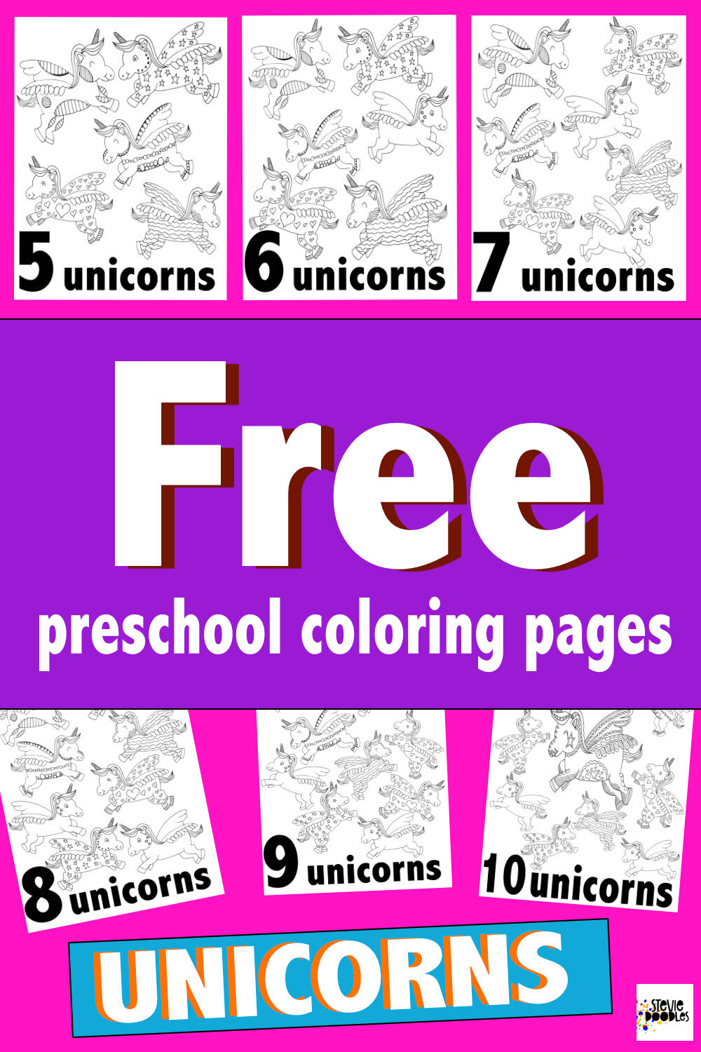 10 free printable Unicorn coloring pages! Print and color all 10 kids coloring pages
