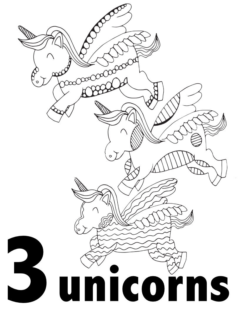 3 Unicorns! Free Pages For Kids - CLICK HERE TO DOWNLOAD THE 3 PAGE ONLY