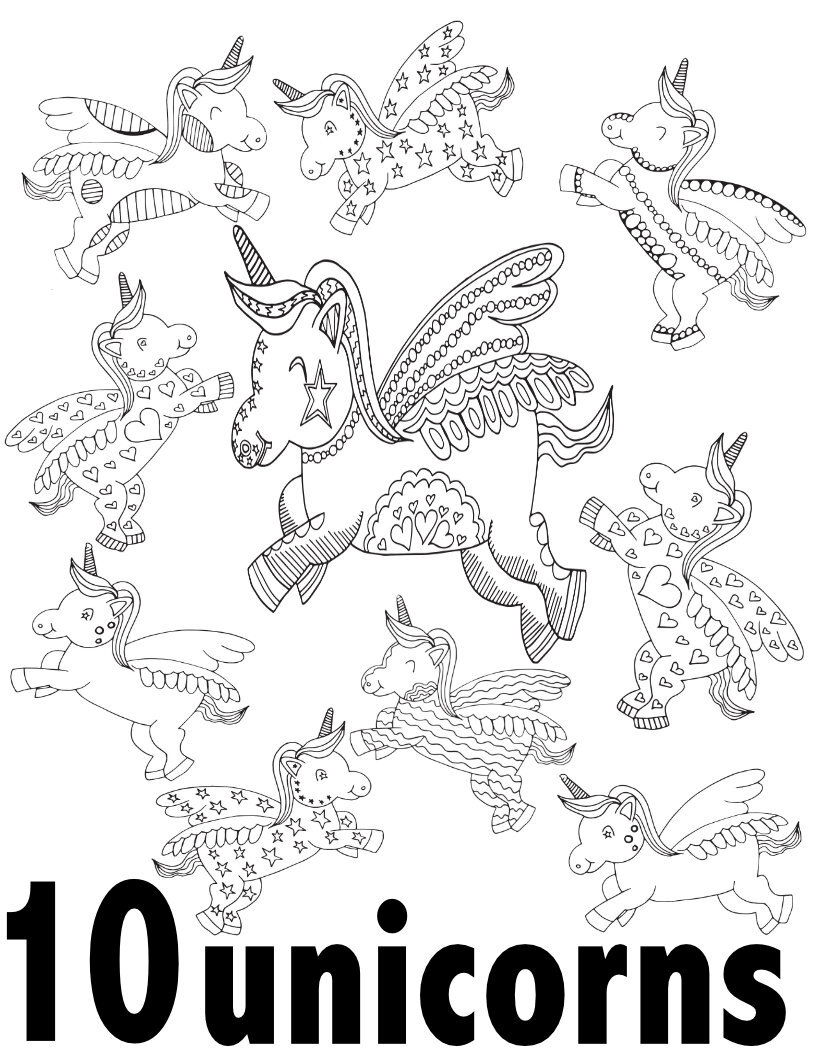 10 Unicorns! A Free Pages - CLICK HERE TO DOWNLOAD THE NUMBER 10 ONLY