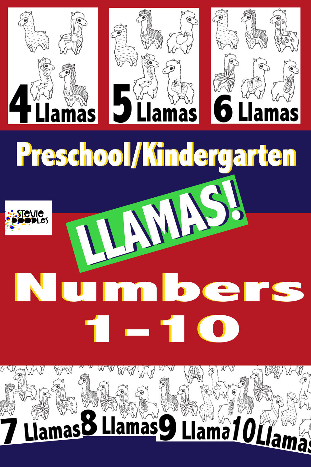 llama numbers 1-10 free printable coloring pages kids