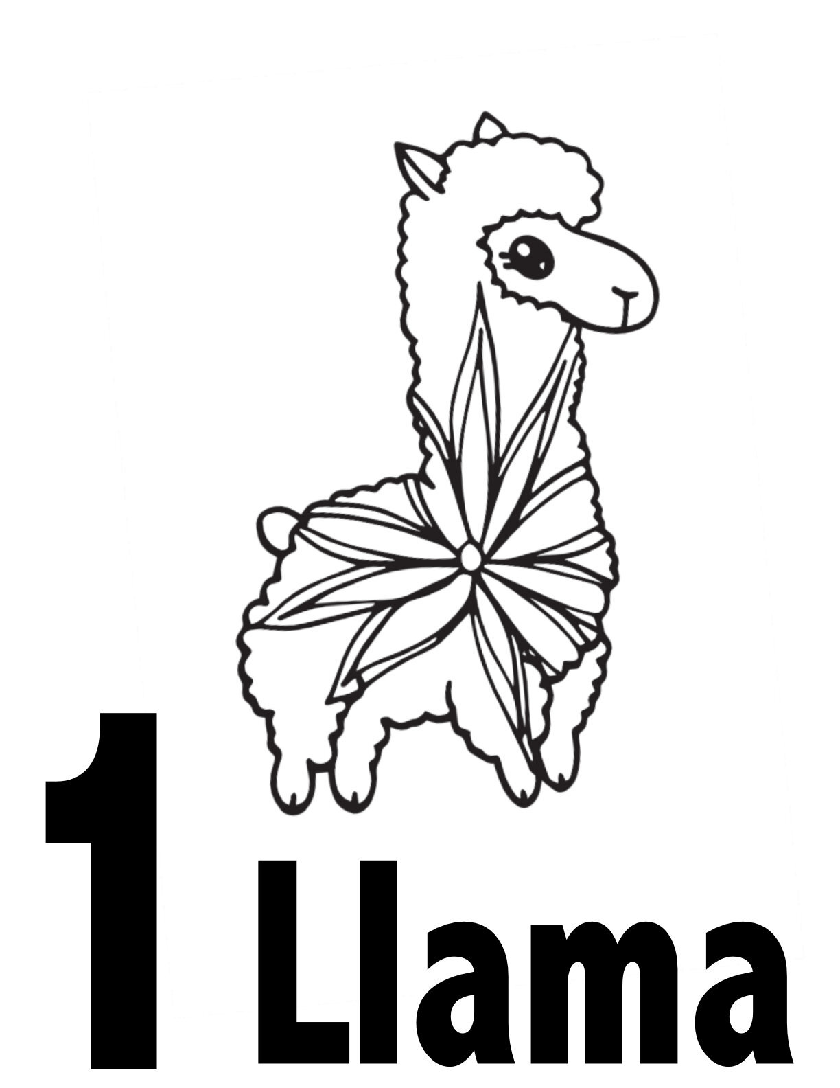 Llama Number Coloring Pages Collection 1-10 - Free Preschool/Kindergarten Printable - Number 1CLICK TO DOWNLOAD THE 1 LLAMA PAGE ONLY