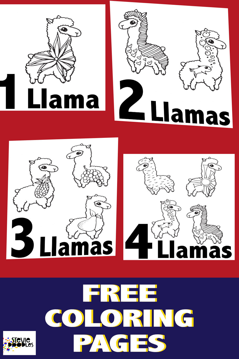 free printable llama numbers coloring page