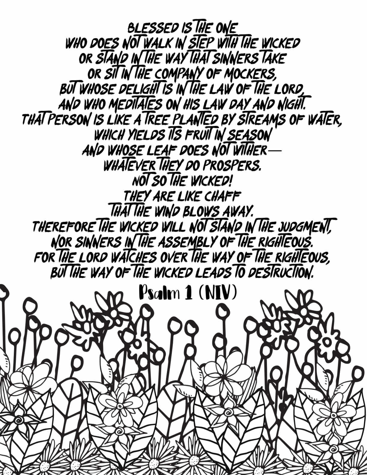 Free Printable Coloring Page - Psalms 1 - 10 - Scripture Coloring From Stevie Doodles Psalm 1
