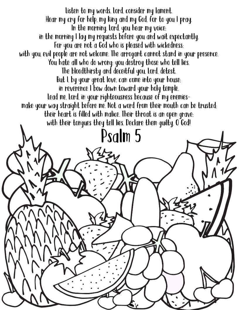 Free Printable Coloring Page - Psalms 1 - 10 - Scripture Coloring From Stevie Doodles Psalm 5CLICK HERE TO DOWNLOAD FREE