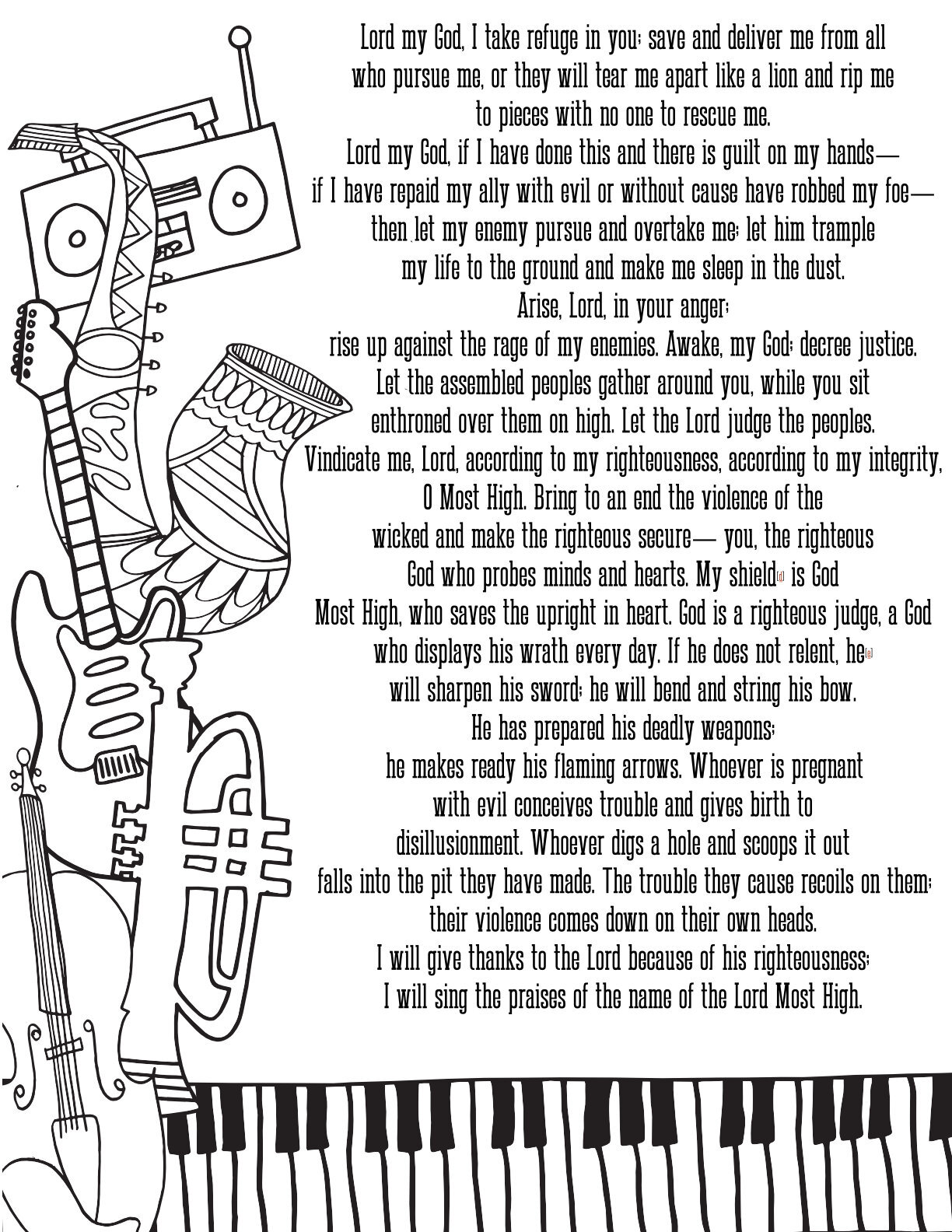 Free Psalm Coloring Page - Psalms 1 - 10 - Scripture Coloring From Stevie Doodles Psalm 7