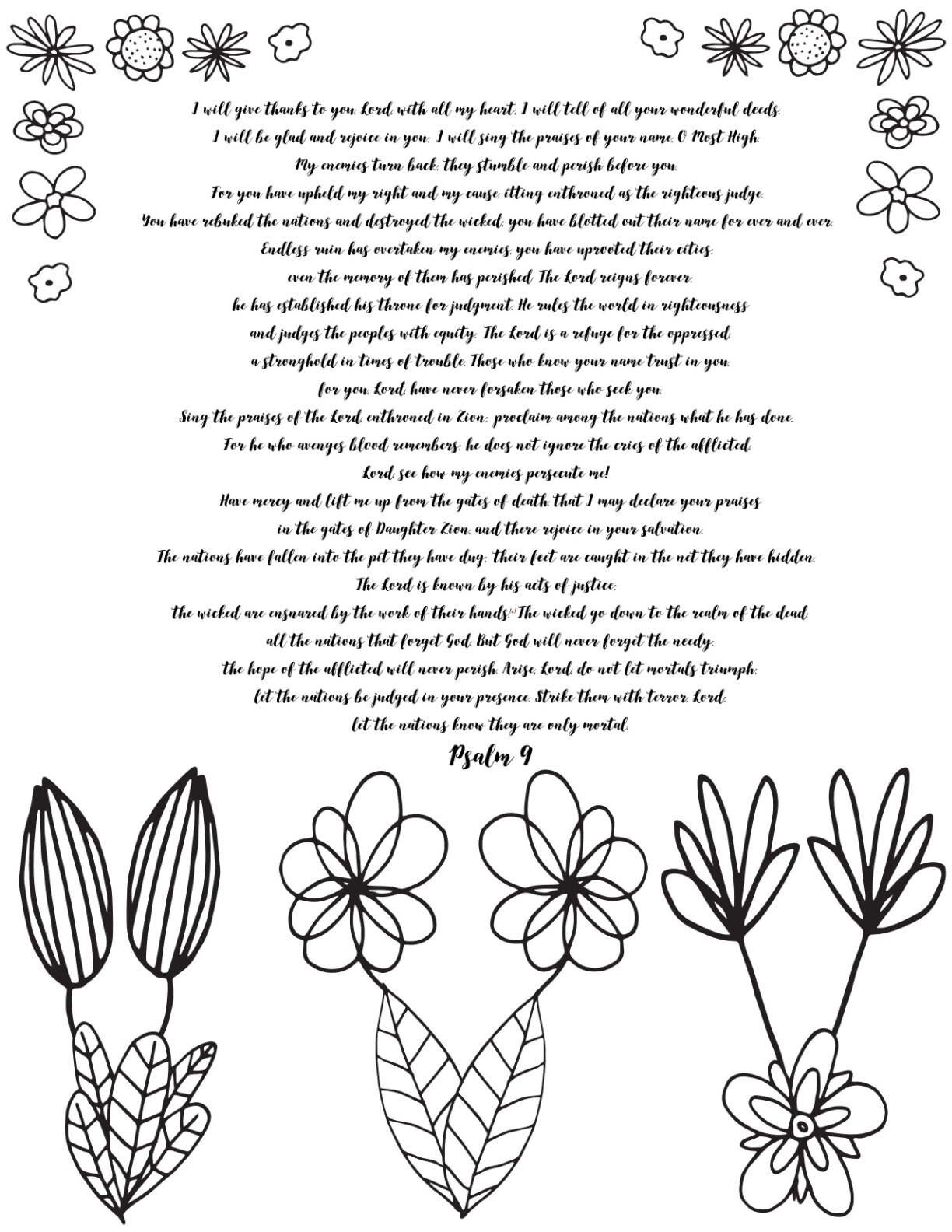 Free Psalm Coloring Page - Psalms 1 - 10 - Scripture Coloring From Stevie Doodles Psalm 9