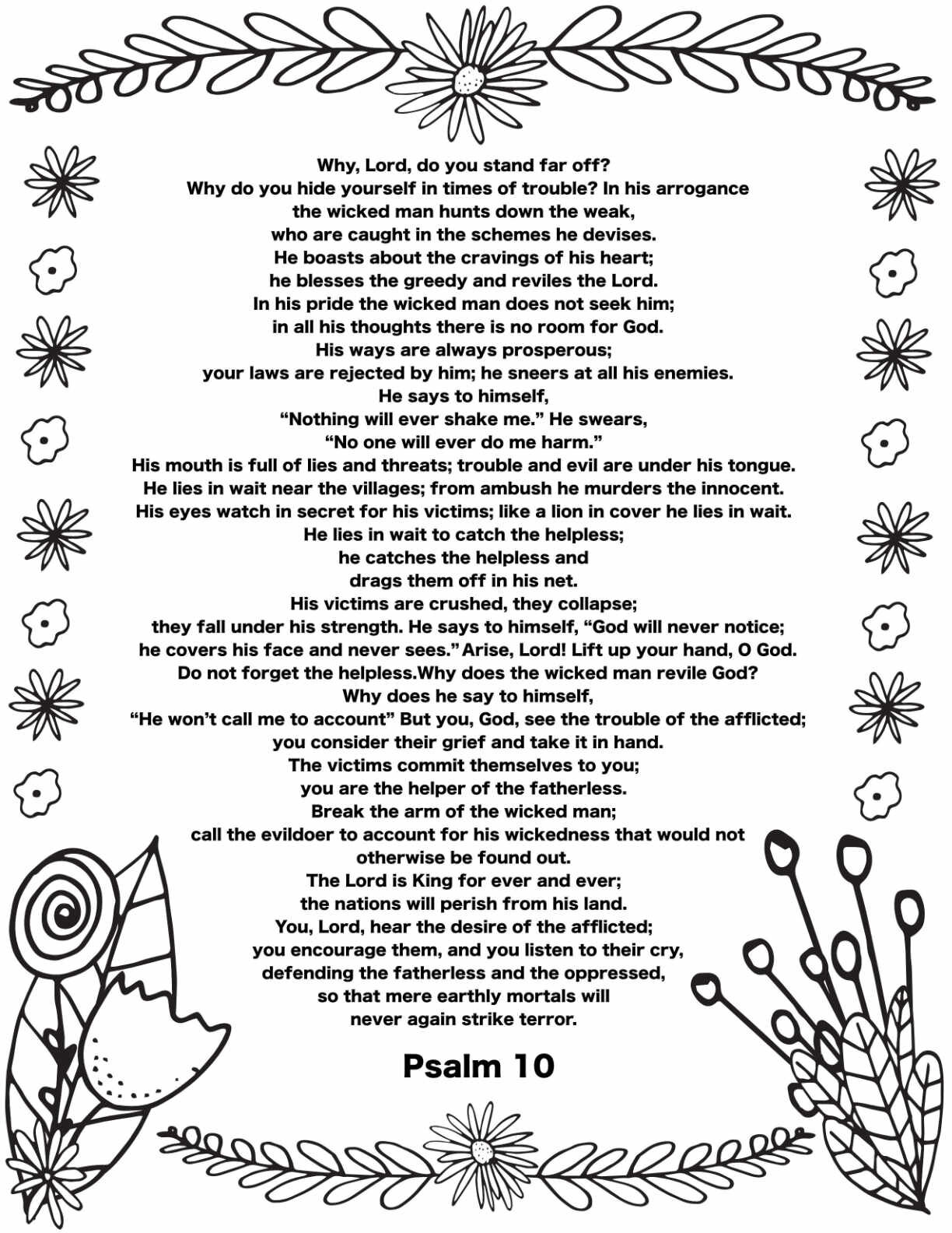 Free Psalm 10 Coloring Page