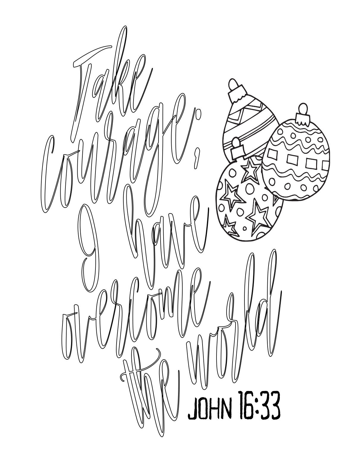 Free Christmas Coloring Page - I Have Overcome the World - John 16:33  CLICK HERE TO DOWNLOAD YOUR FREE SIMPLE ADVENT COLORING PAGE