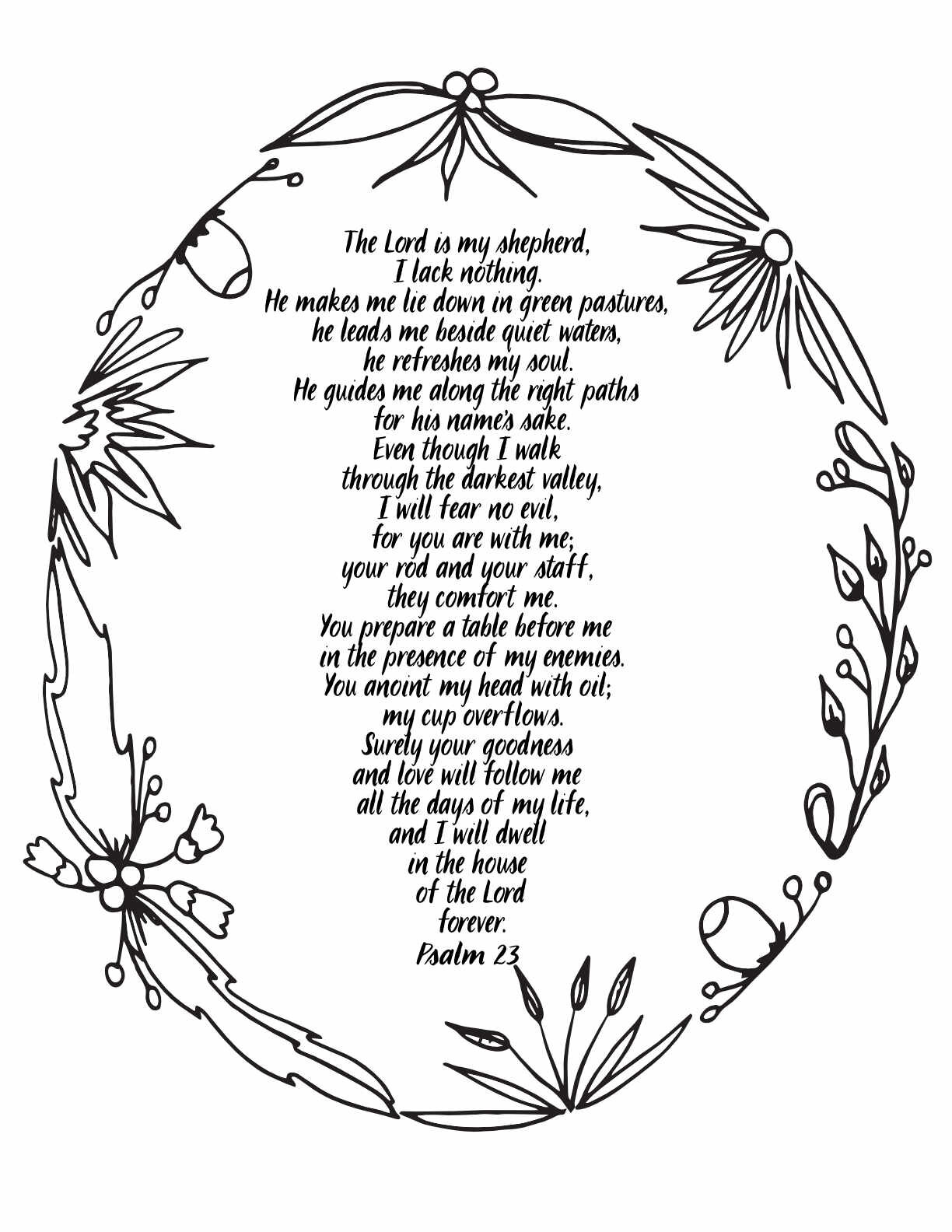 10 Free Printable Psalm Coloring Pages - Download and Color Adult Scripture - Psalm 23CLICK HERE TO DOWNLOAD THIS PAGE FREE