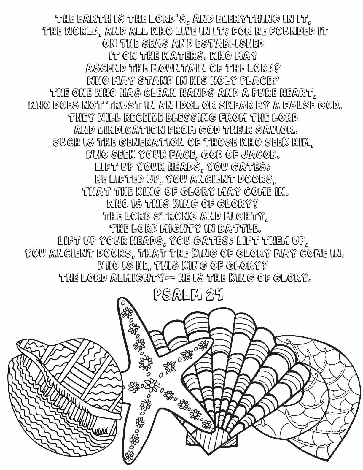 10 Free Printable Psalm Coloring Pages - Download and Color Adult Scripture - Psalm 24CLICK HERE TO DOWNLOAD THIS PAGE FREE