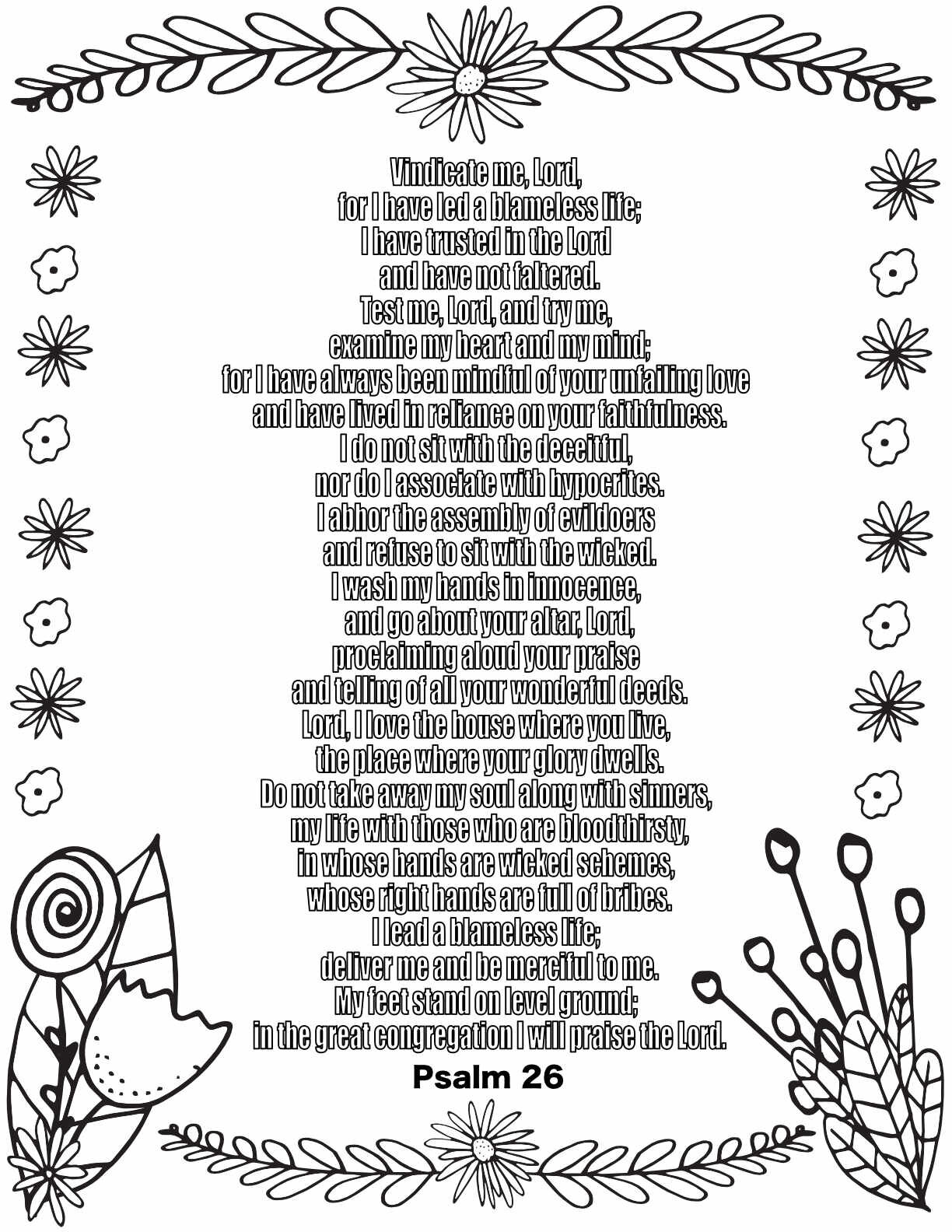 10 Free Printable Psalm Coloring Pages - Download and Color Adult Scripture - Psalm 26CLICK HERE TO DOWNLOAD THIS PAGE FREE