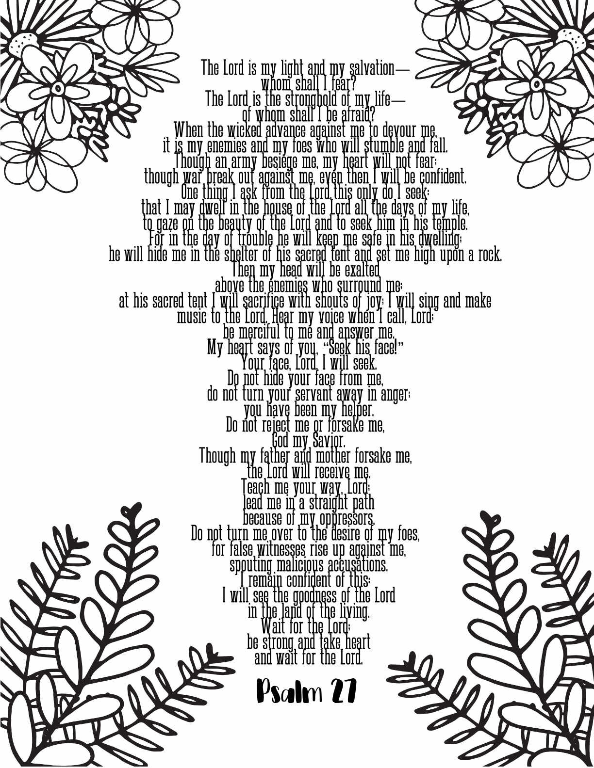 10 Free Printable Psalm Coloring Pages - Download and Color Adult Scripture - Psalm 27 CLICK HERE TO DOWNLOAD THIS PAGE FREE