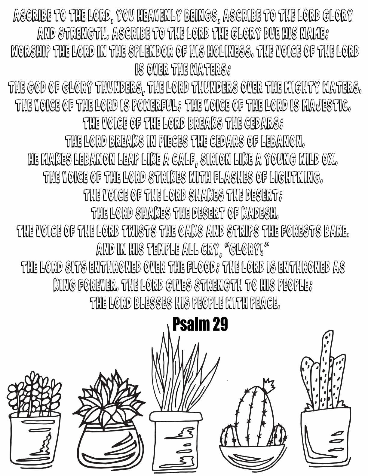 10 Free Printable Psalm Coloring Pages - Download and Color Adult Scripture - Psalm 29CLICK HERE TO DOWNLOAD THIS PAGE FREE