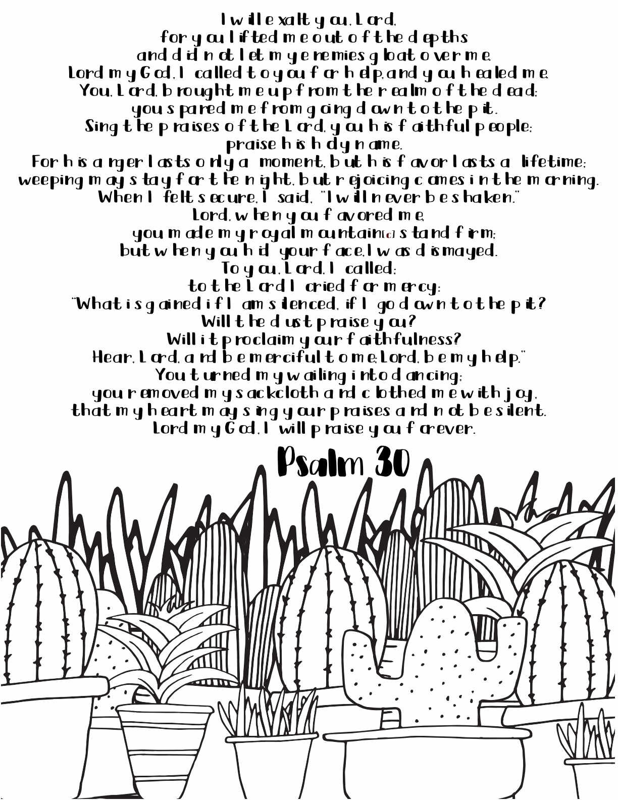 10 Free Printable Psalm Coloring Pages - Download and Color Adult Scripture - Psalm 30CLICK HERE TO DOWNLOAD THIS PAGE FREE