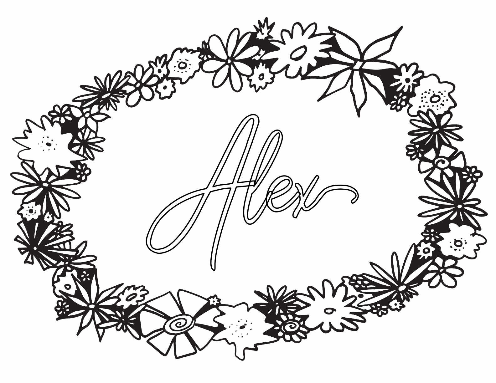 name coloring pages alex