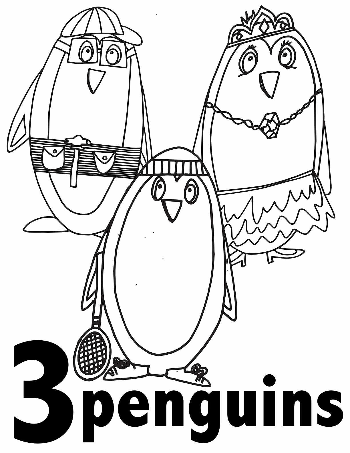 free penguin number coloring page number 3