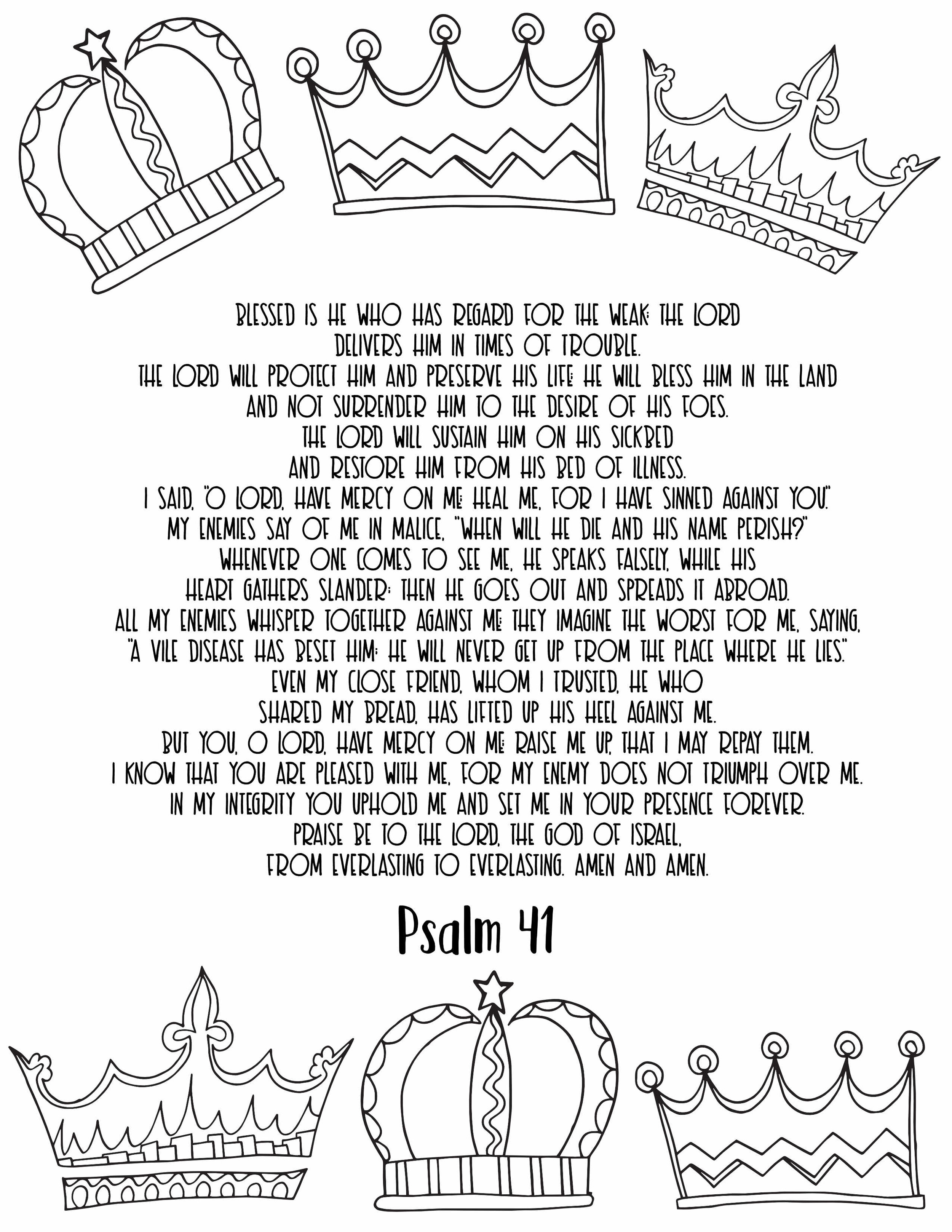 10 Free Printable Psalm Coloring Pages - Download and Color Adult Scripture - Psalm 41CLICK HERE TO DOWNLOAD THIS PAGE FREE