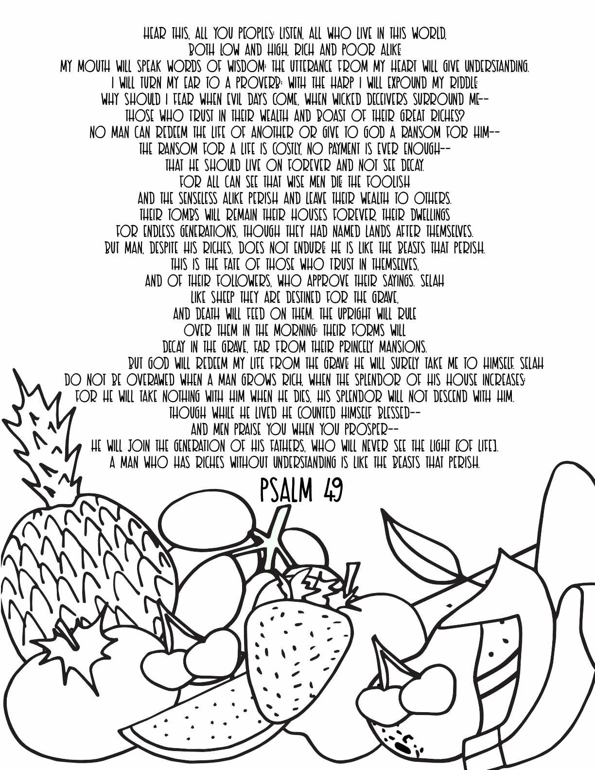 10 Free Printable Psalm Coloring Pages - Download and Color Adult Scripture - Psalm 49CLICK HERE TO DOWNLOAD THIS PAGE FREE