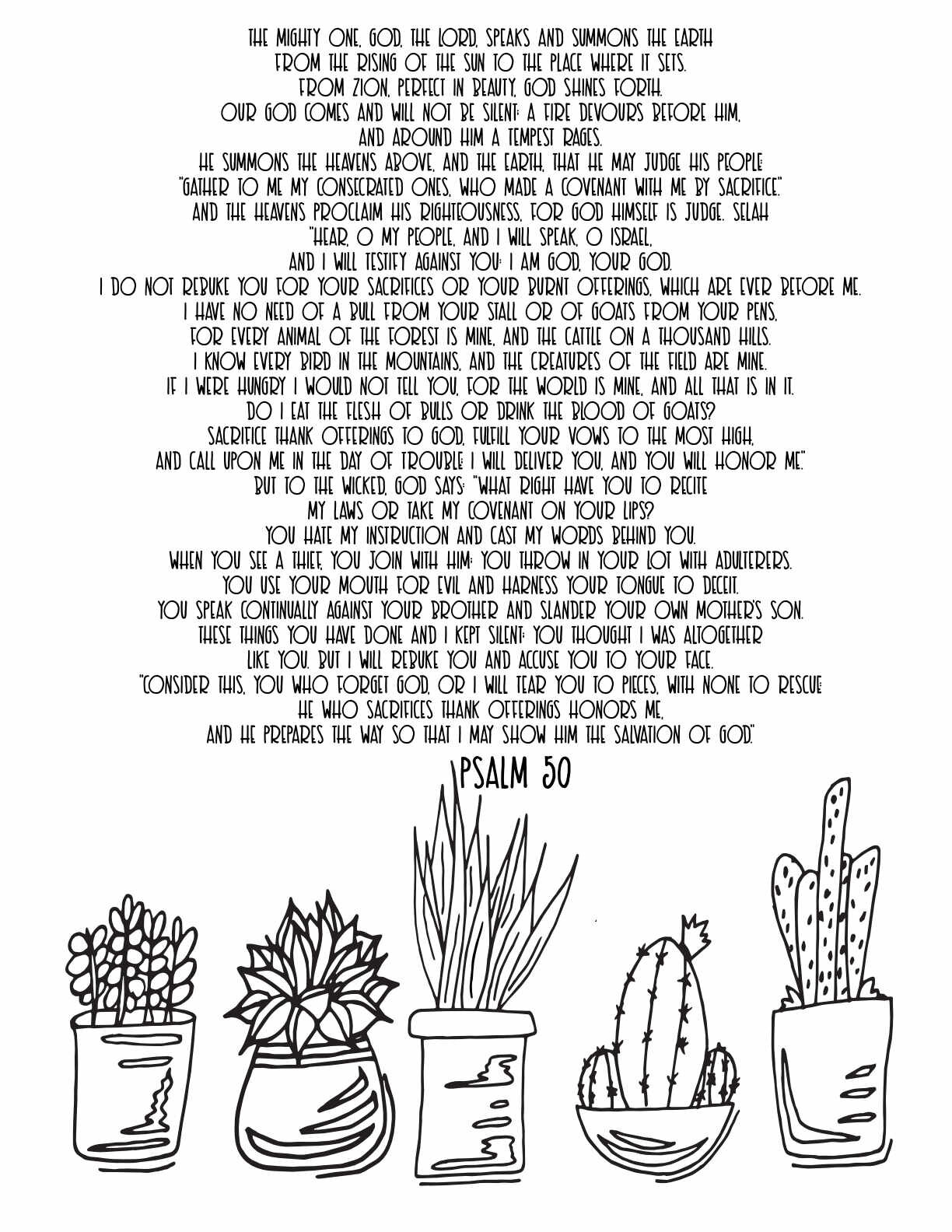 10 Free Printable Psalm Coloring Pages - Download and Color Adult Scripture - Psalm 50CLICK HERE TO DOWNLOAD THIS PAGE FREE