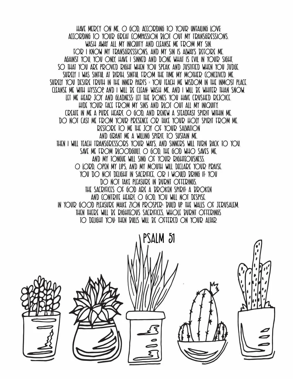 Free Psalms 51 - 60 COLORING PAGES — Stevie Doodles