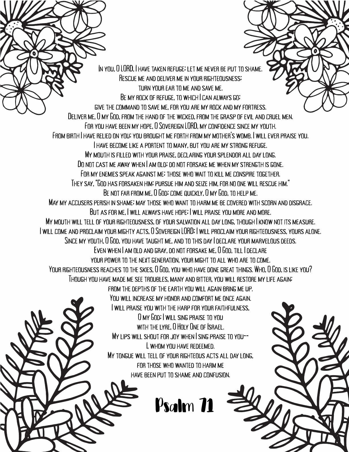 10 Free Printable Psalm Coloring Pages - Download and Color Adult Scripture - Psalm 71CLICK HERE TO DOWNLOAD THIS PAGE FREE