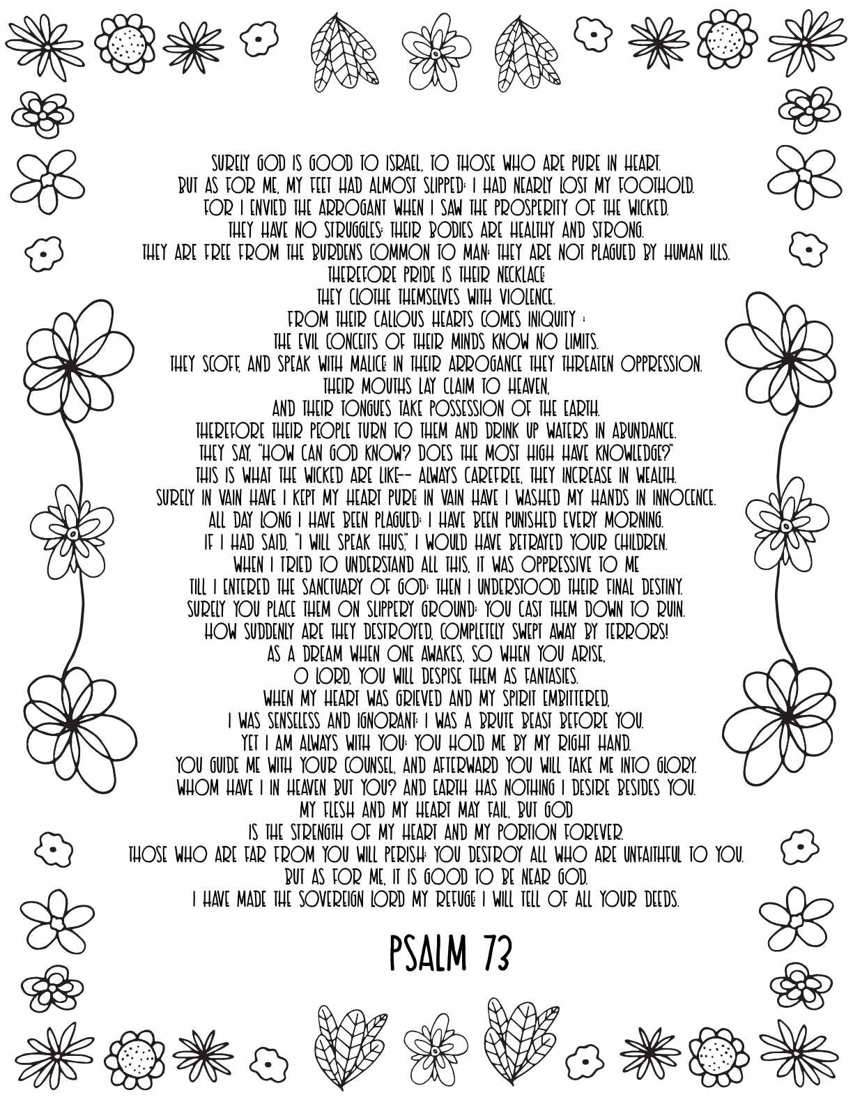 10 Free Printable Psalm Coloring Pages - Download and Color Adult Scripture - Psalm 73CLICK HERE TO DOWNLOAD THIS PAGE FREE