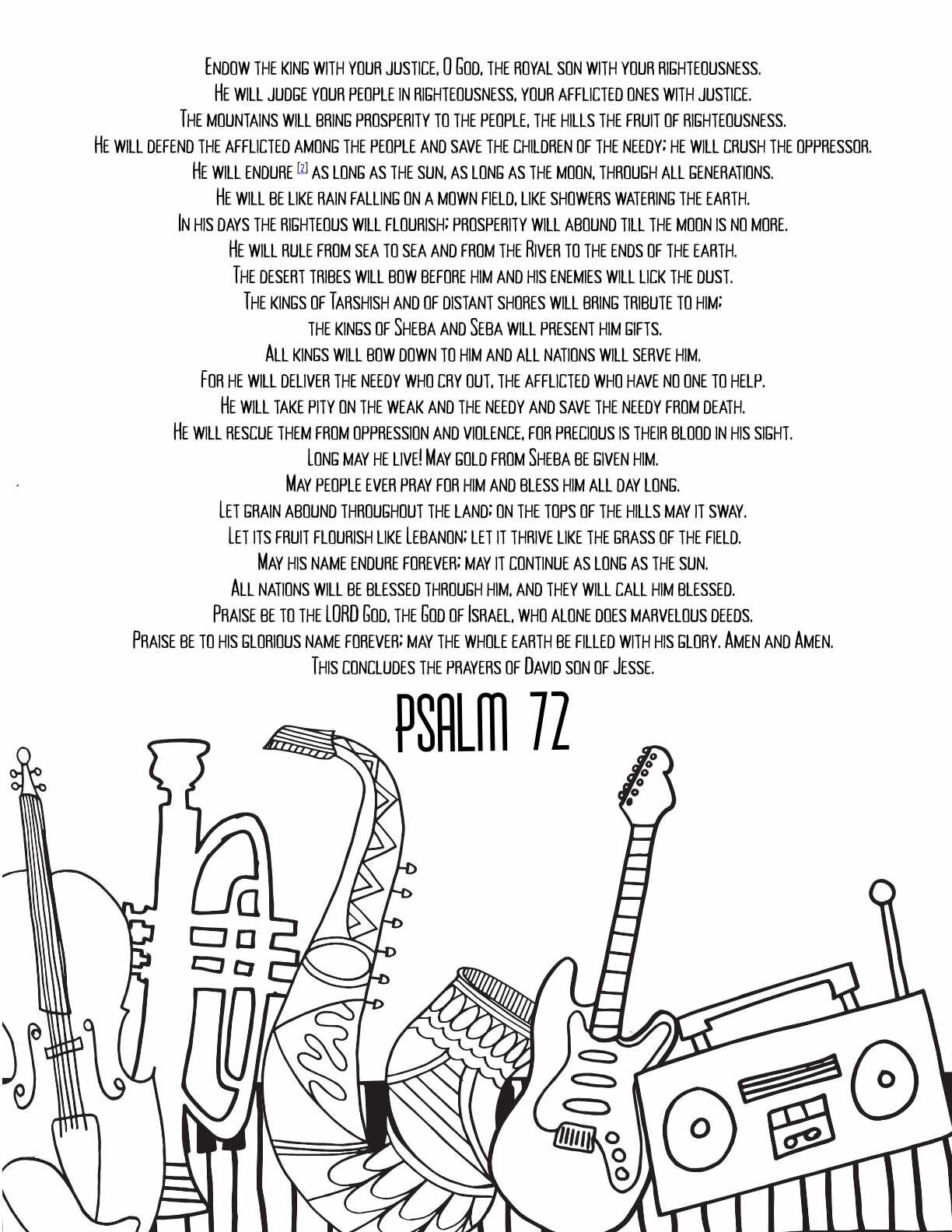 10 Free Printable Psalm Coloring Pages - Download and Color Adult Scripture - Psalm 72CLICK HERE TO DOWNLOAD THIS PAGE FREE