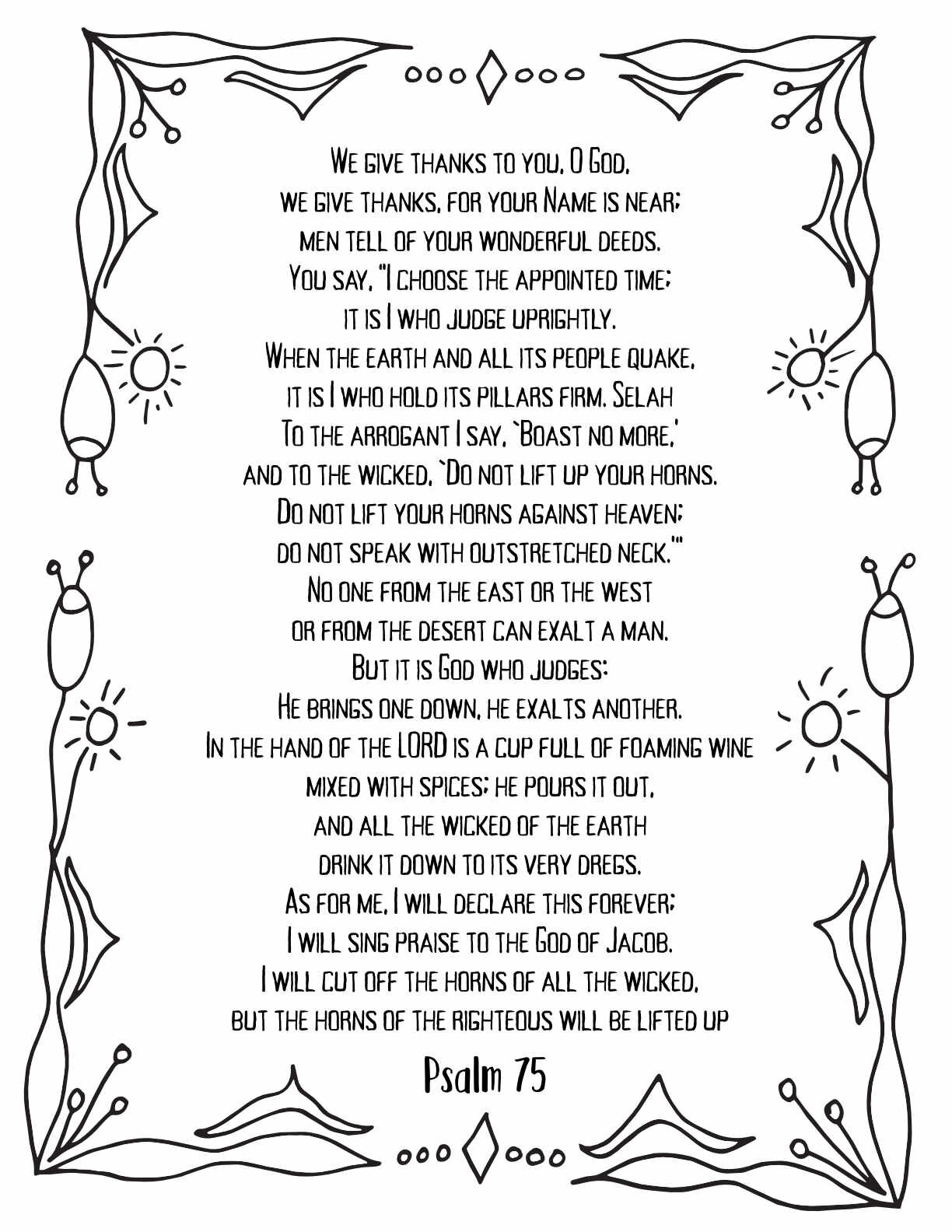 10 Free Printable Psalm Coloring Pages - Download and Color Adult Scripture - Psalm 75CLICK HERE TO DOWNLOAD THIS PAGE FREE