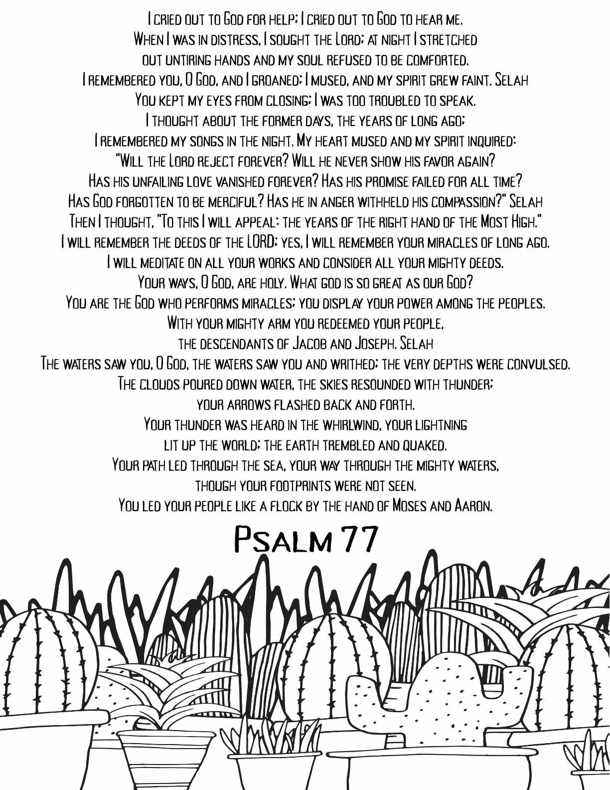 10 Free Printable Psalm Coloring Pages - Download and Color Adult Scripture - Psalm 77 CLICK HERE TO DOWNLOAD THIS PAGE FREE