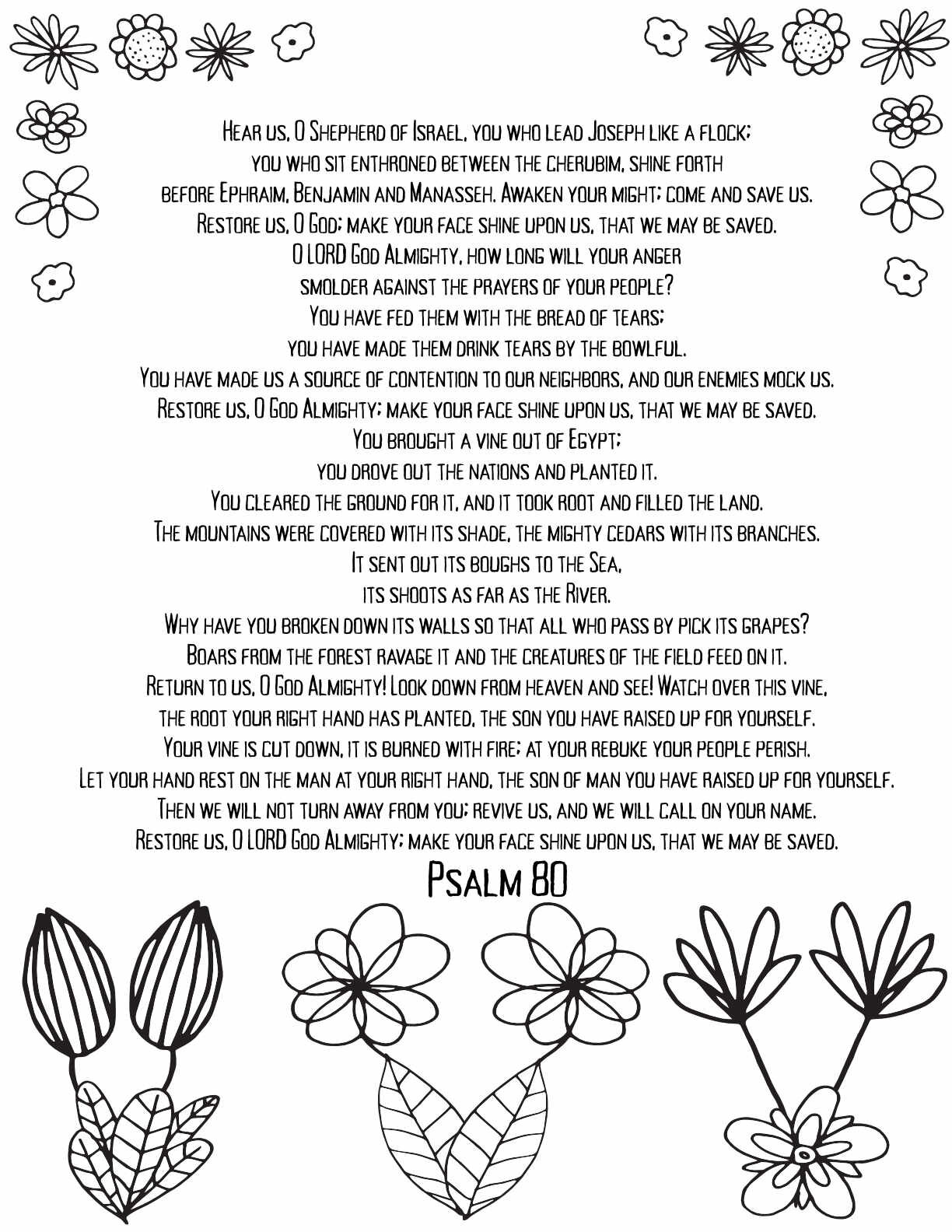 10 Free Printable Psalm Coloring Pages - Download and Color Adult Scripture - Psalm 80CLICK HERE TO DOWNLOAD THIS PAGE FREE