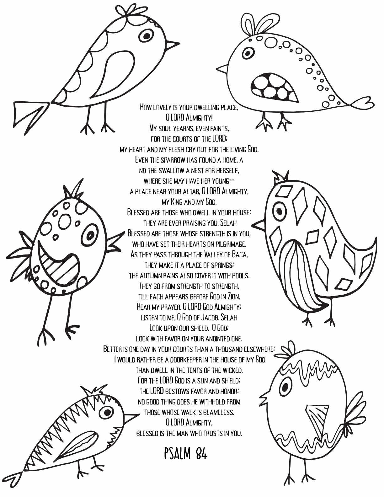 10 Free Printable Psalm Coloring Pages - Download and Color Adult Scripture - Psalm 84CLICK HERE TO DOWNLOAD THIS PAGE FREE