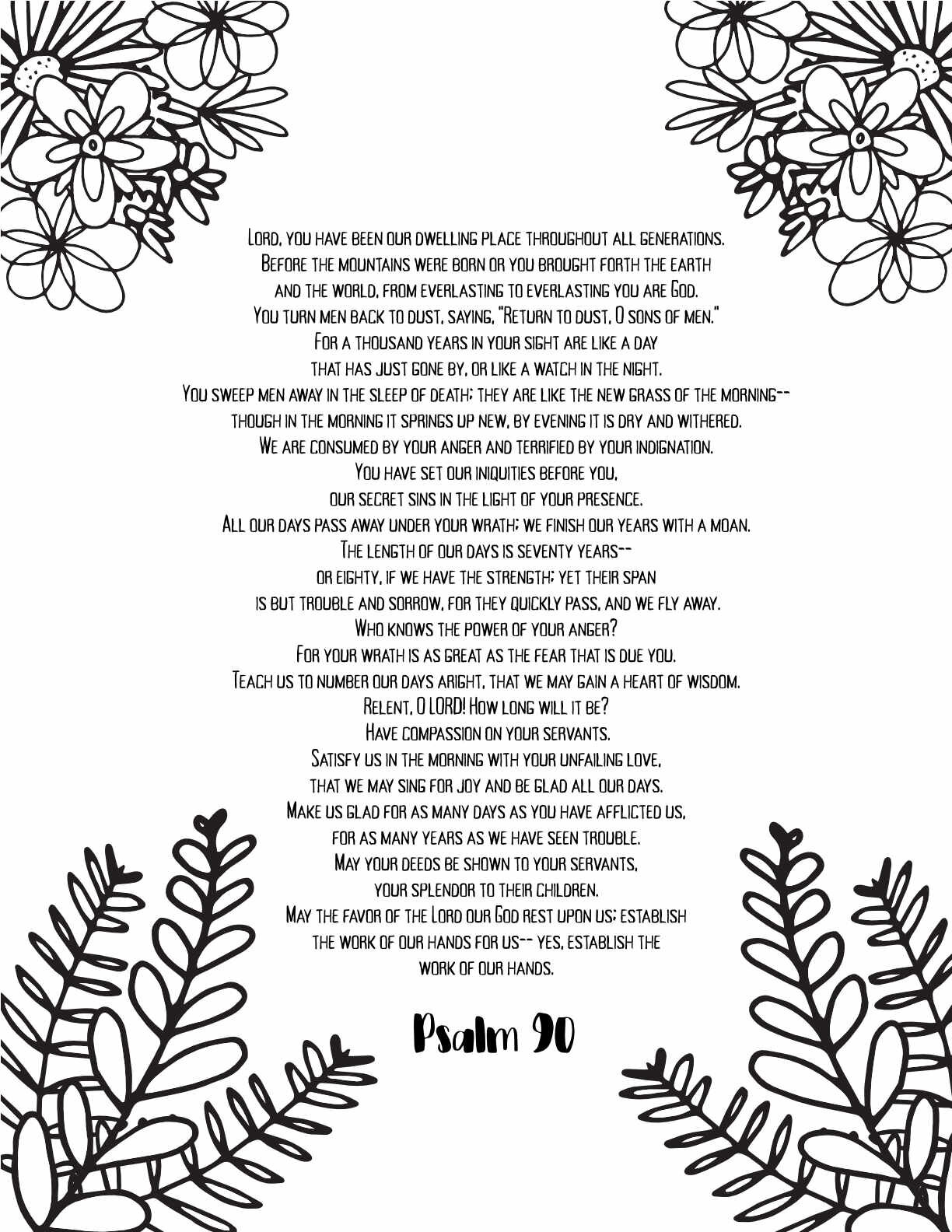 10 Free Printable Psalm Coloring Pages - Download and Color Adult Scripture - Psalm 90CLICK HERE TO DOWNLOAD THIS PAGE FREE