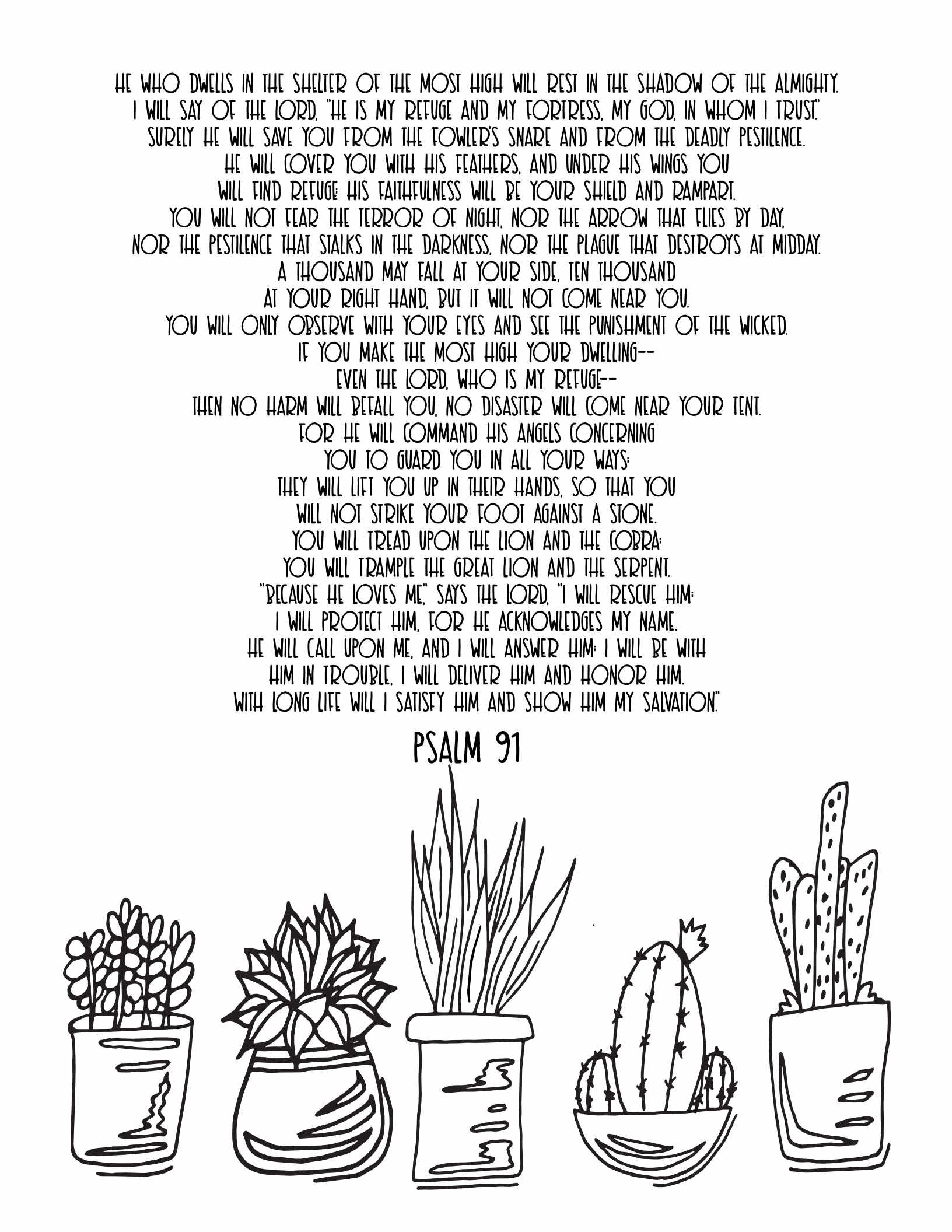 10 Free Printable Psalm Coloring Pages - Download and Color Adult Scripture - Psalm 91CLICK HERE TO DOWNLOAD THIS PAGE FREE