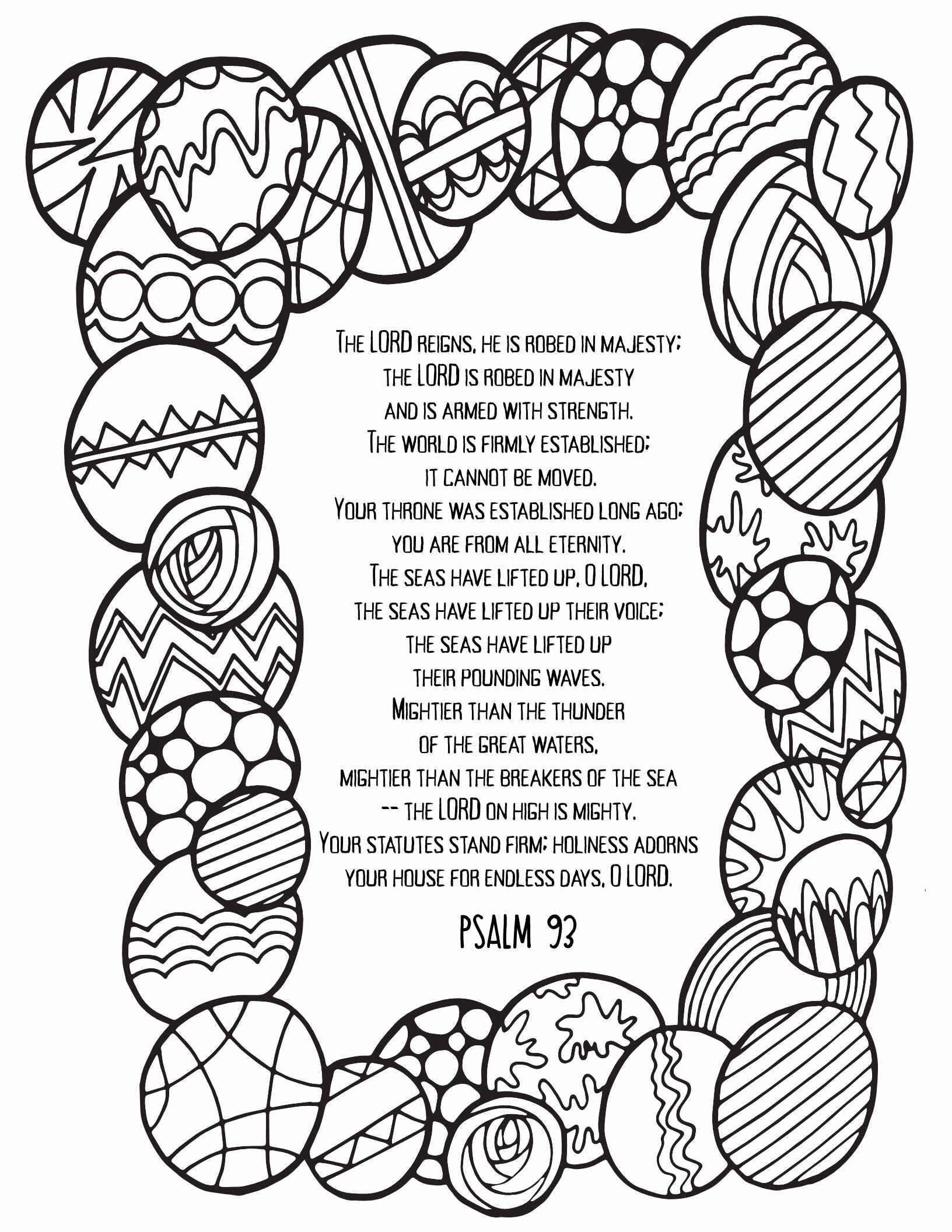 10 Free Printable Psalm Coloring Pages - Download and Color Adult Scripture - Psalm 93CLICK HERE TO DOWNLOAD THIS PAGE FREE