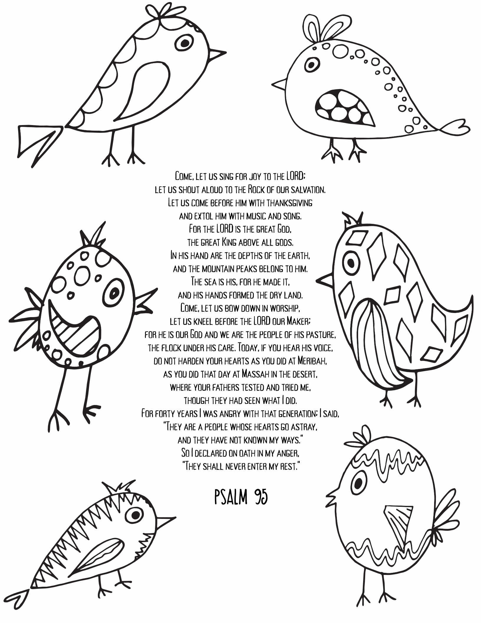 10 Free Printable Psalm Coloring Pages - Download and Color Adult Scripture - Psalm 95CLICK HERE TO DOWNLOAD THIS PAGE FREE