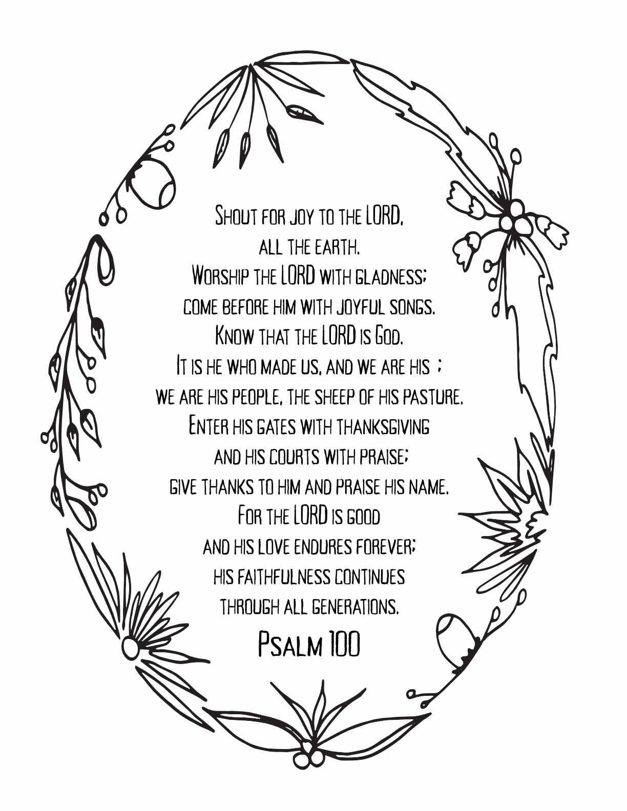 10 Free Printable Psalm Coloring Pages - Download and Color Adult Scripture - Psalm 100CLICK HERE TO DOWNLOAD THIS PAGE FREE