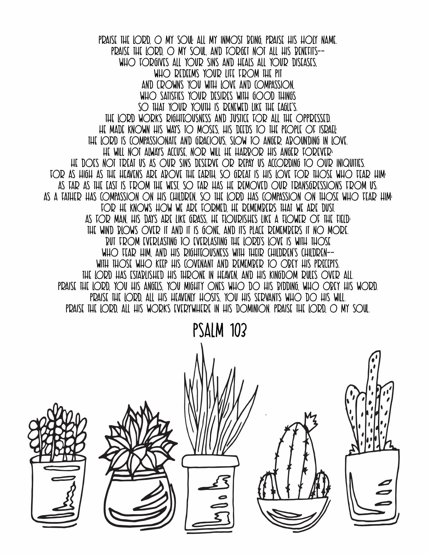 10 Free Printable Psalm Coloring Pages - Download and Color Adult Scripture - Psalm 103CLICK HERE TO DOWNLOAD THIS PAGE FREE