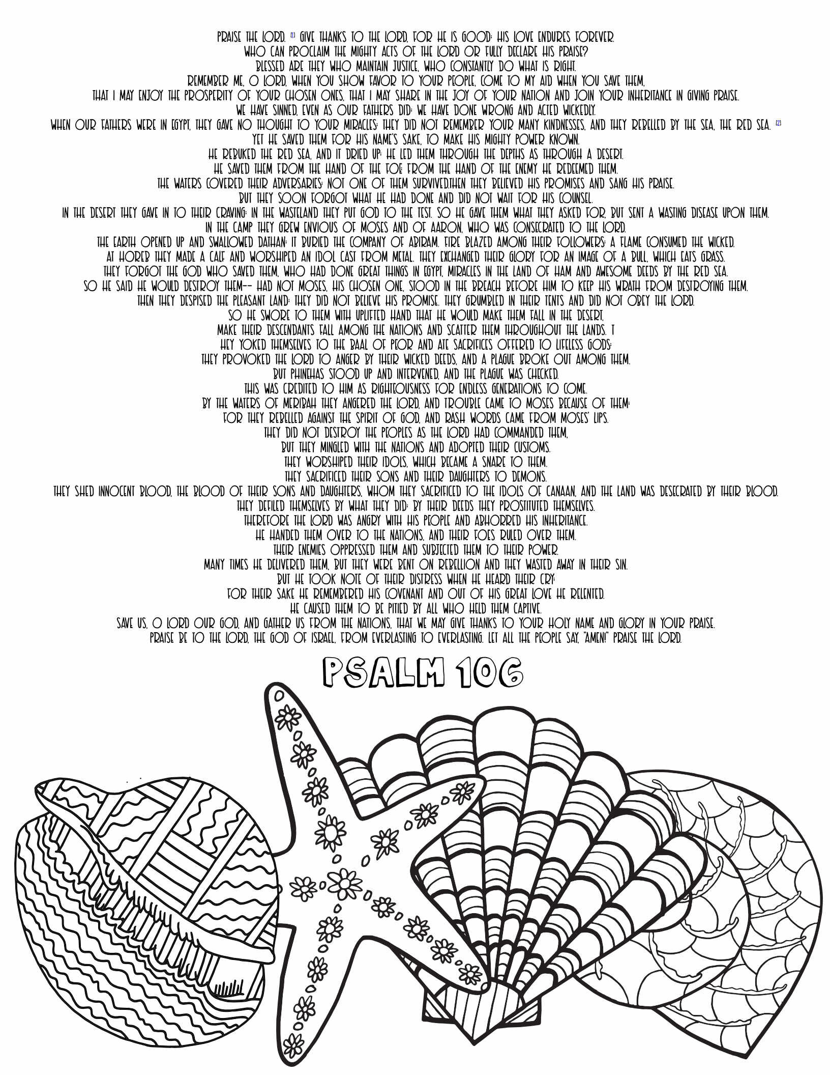 10 Free Printable Psalm Coloring Pages - Download and Color Adult Scripture - Psalm 106CLICK HERE TO DOWNLOAD THIS PAGE FREE