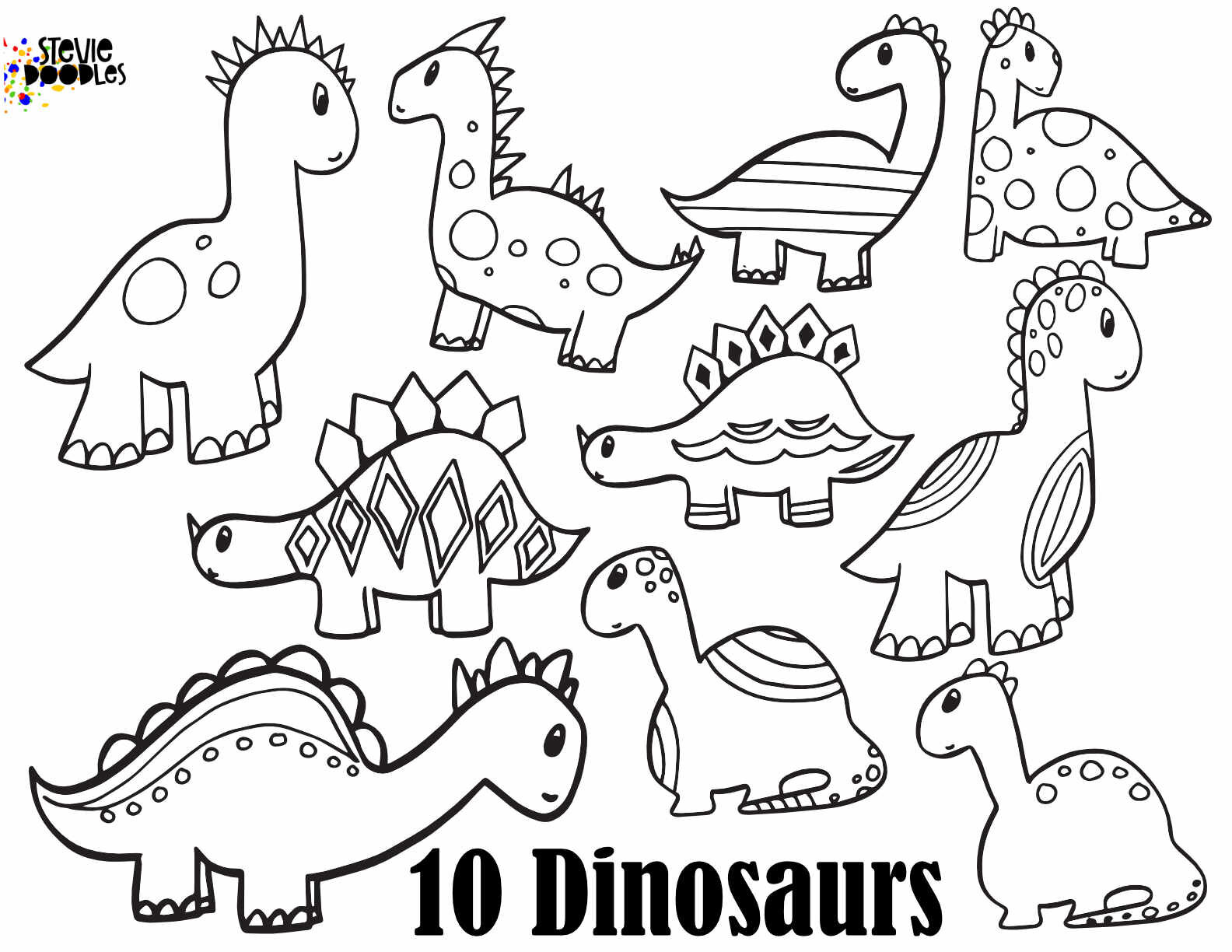 DINOSAUR NUMBERS - Free Numbers 1 - 10 printable dinosaur coloring