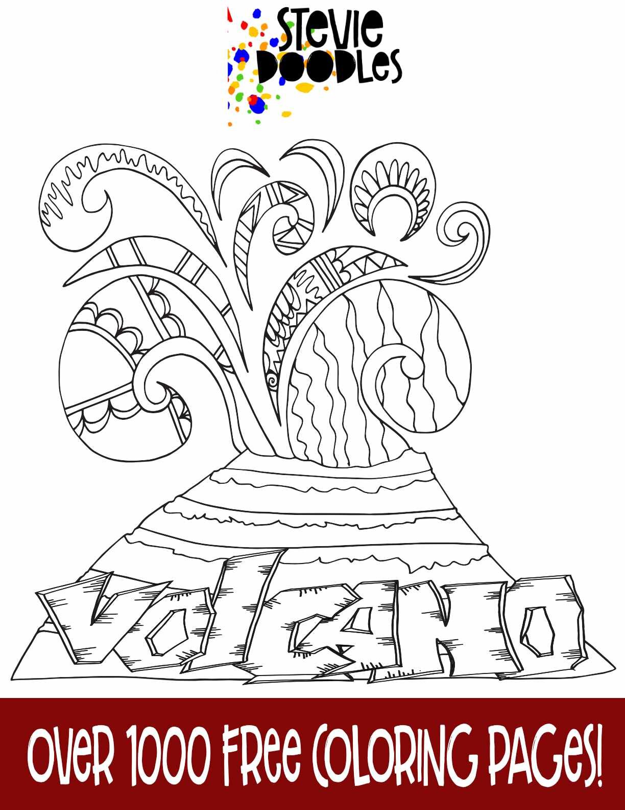 v is for volcano coloring pages