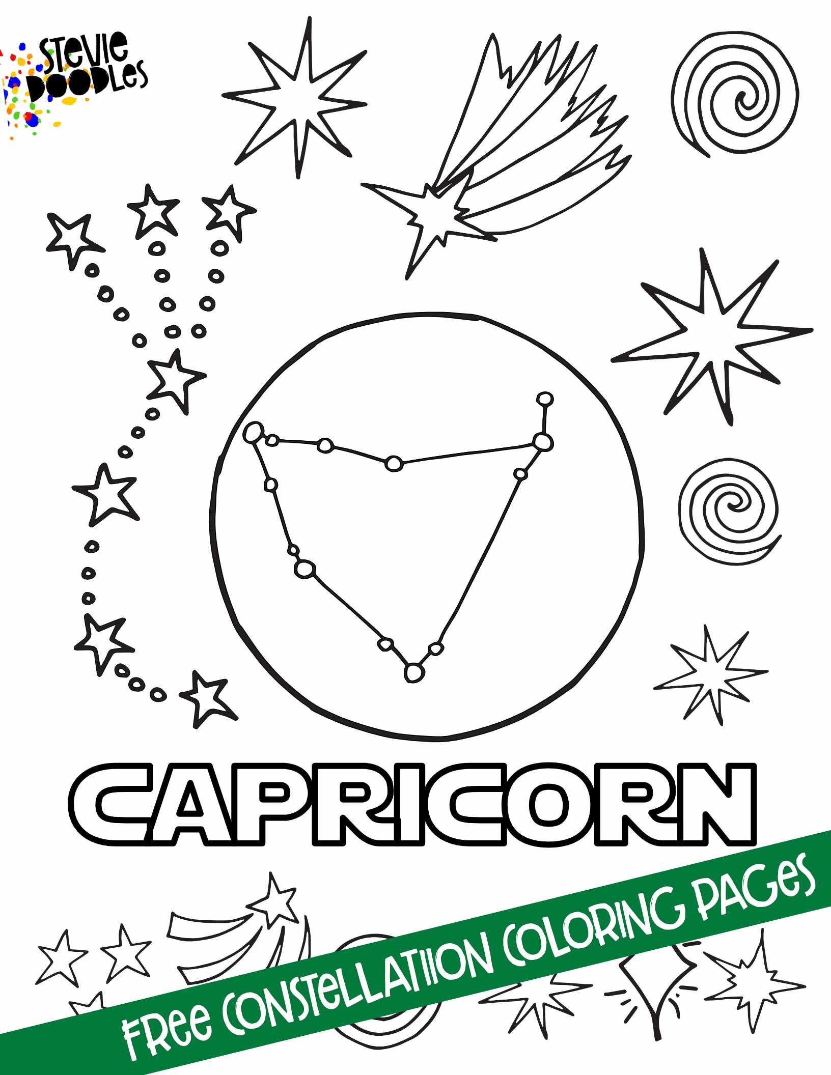 CAPRICORN - 12 Free Constellation Coloring Pages - Over 1000 Free Coloring Pages CLICK HERE TO PRINT THE PAGE ABOVE