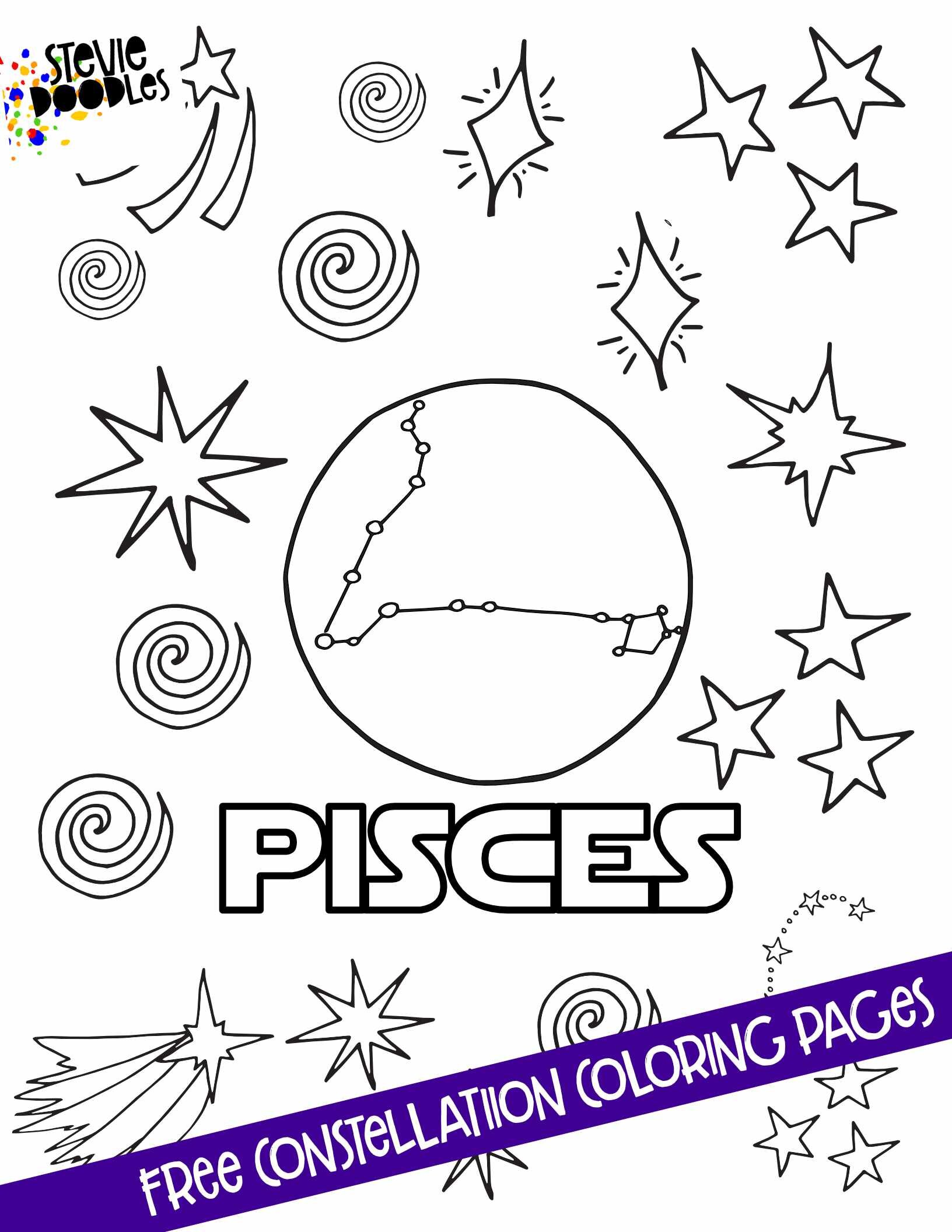 PISCES - 12 Free Constellation Coloring Pages - Over 1000 Free Coloring Pages CLICK HERE TO PRINT THE PAGE ABOVE